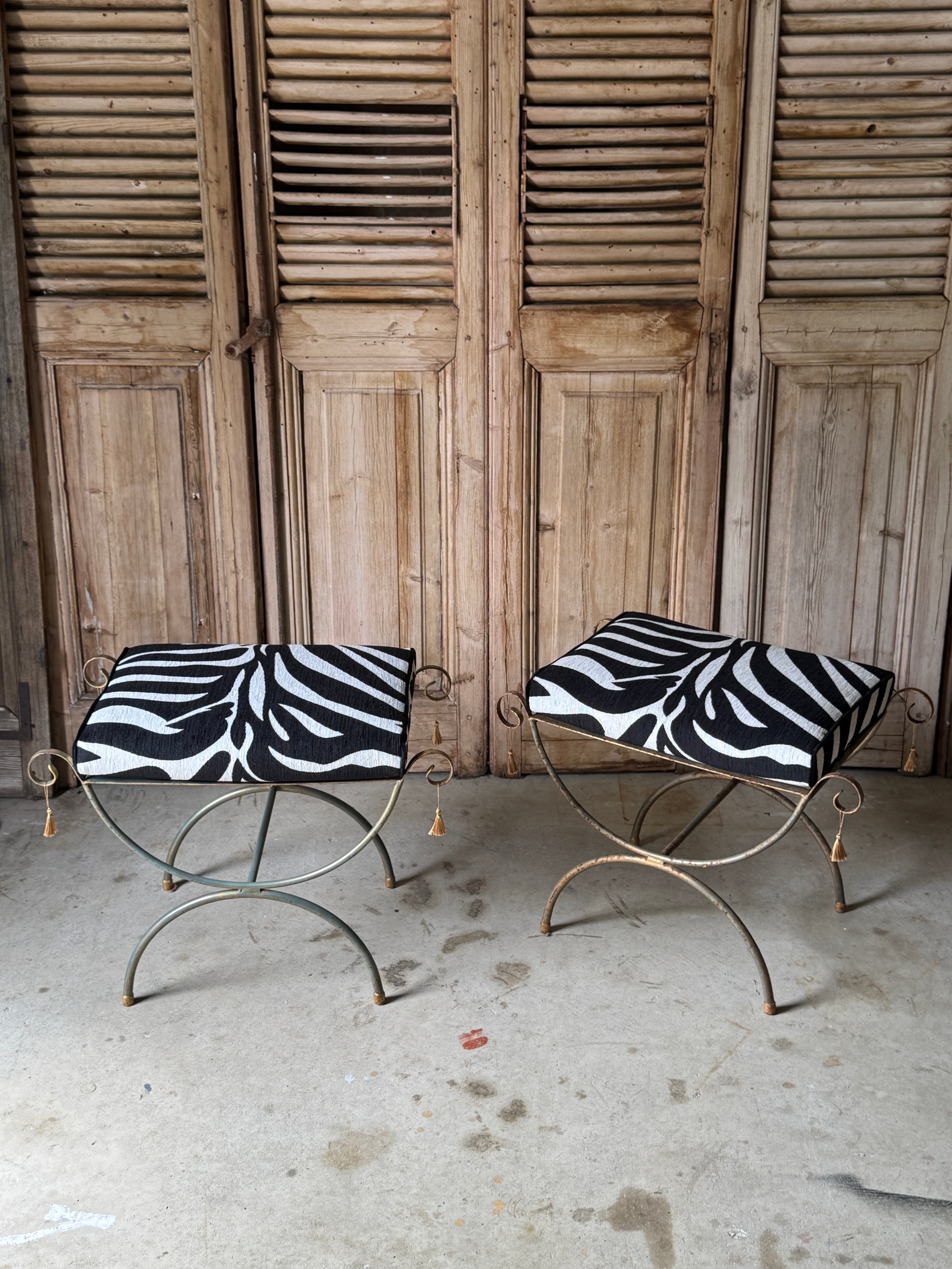 Vintage Pair of Zebra Stools