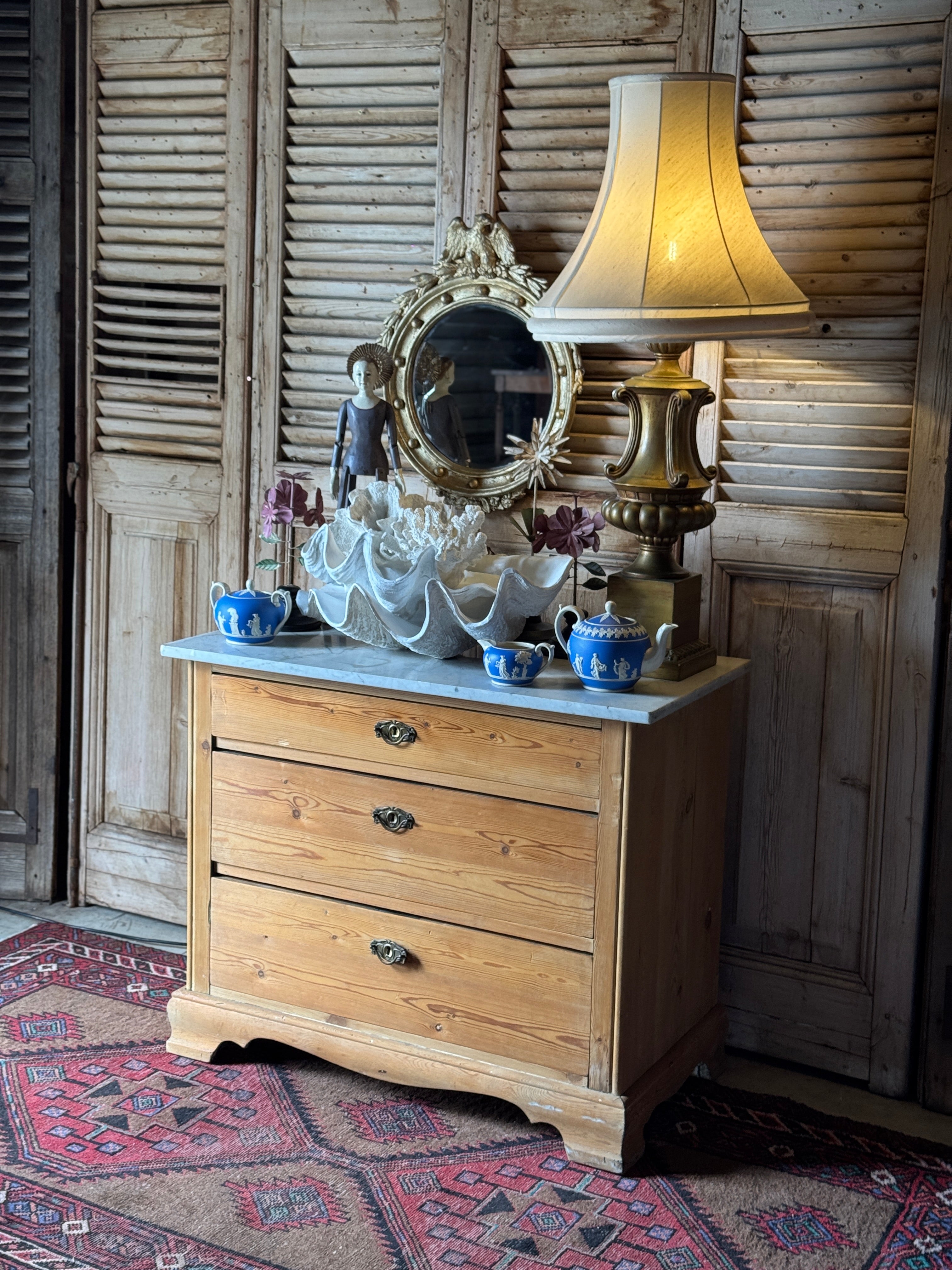 Antique Baltic Pine Marble-Top Dresser – 19th Century