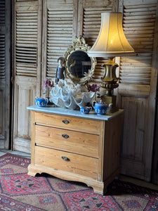 Antique Baltic Pine Marble-Top Dresser – 19th Century