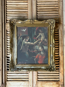 "The Annunciation" by Bedoli in Antique Gilt Gesso Frame