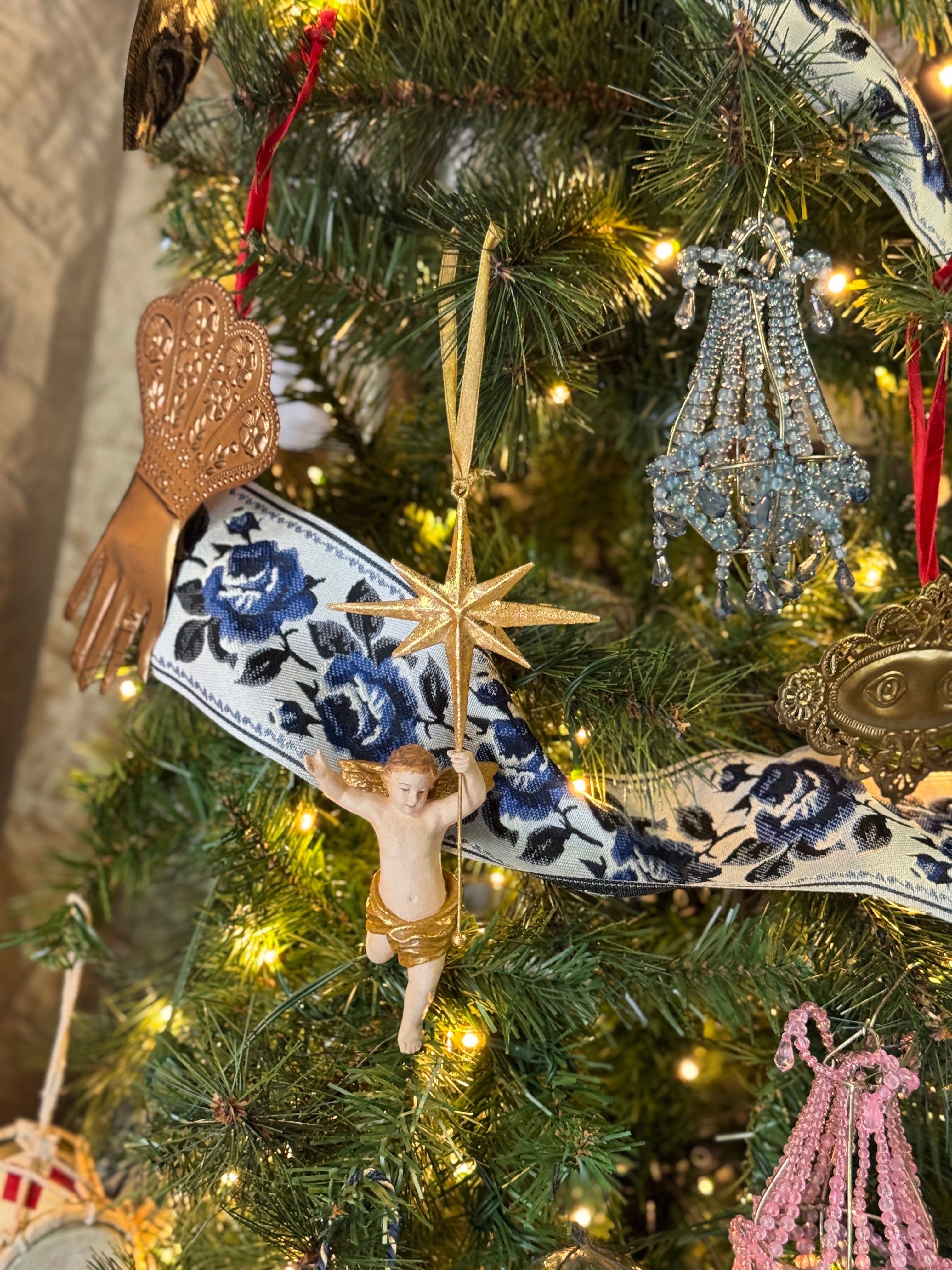 Handmade Winged Cherub Christmas Ornament