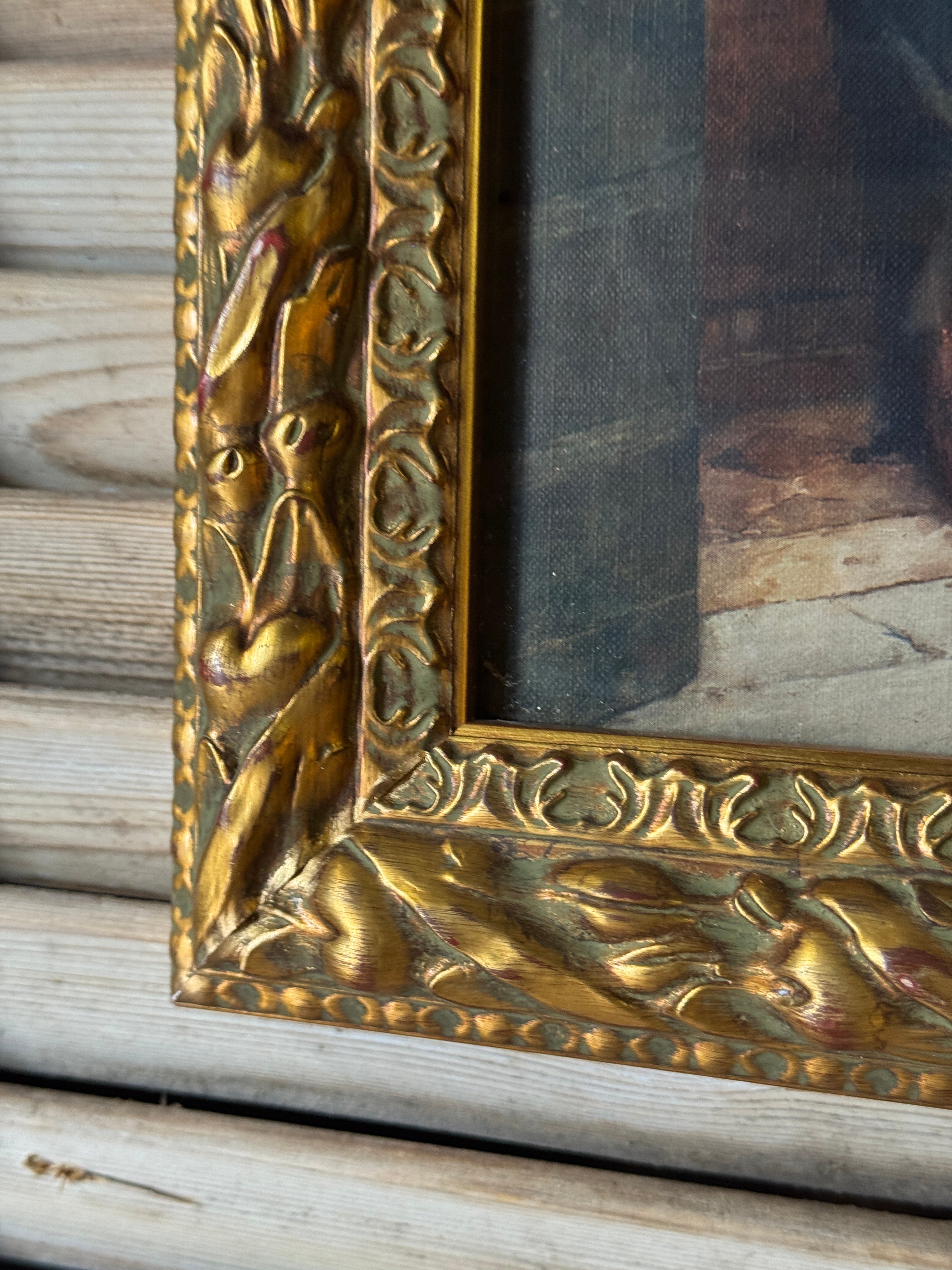 Vintage Ornate Gilt Framed Print of "A Prayer to the Madonna"