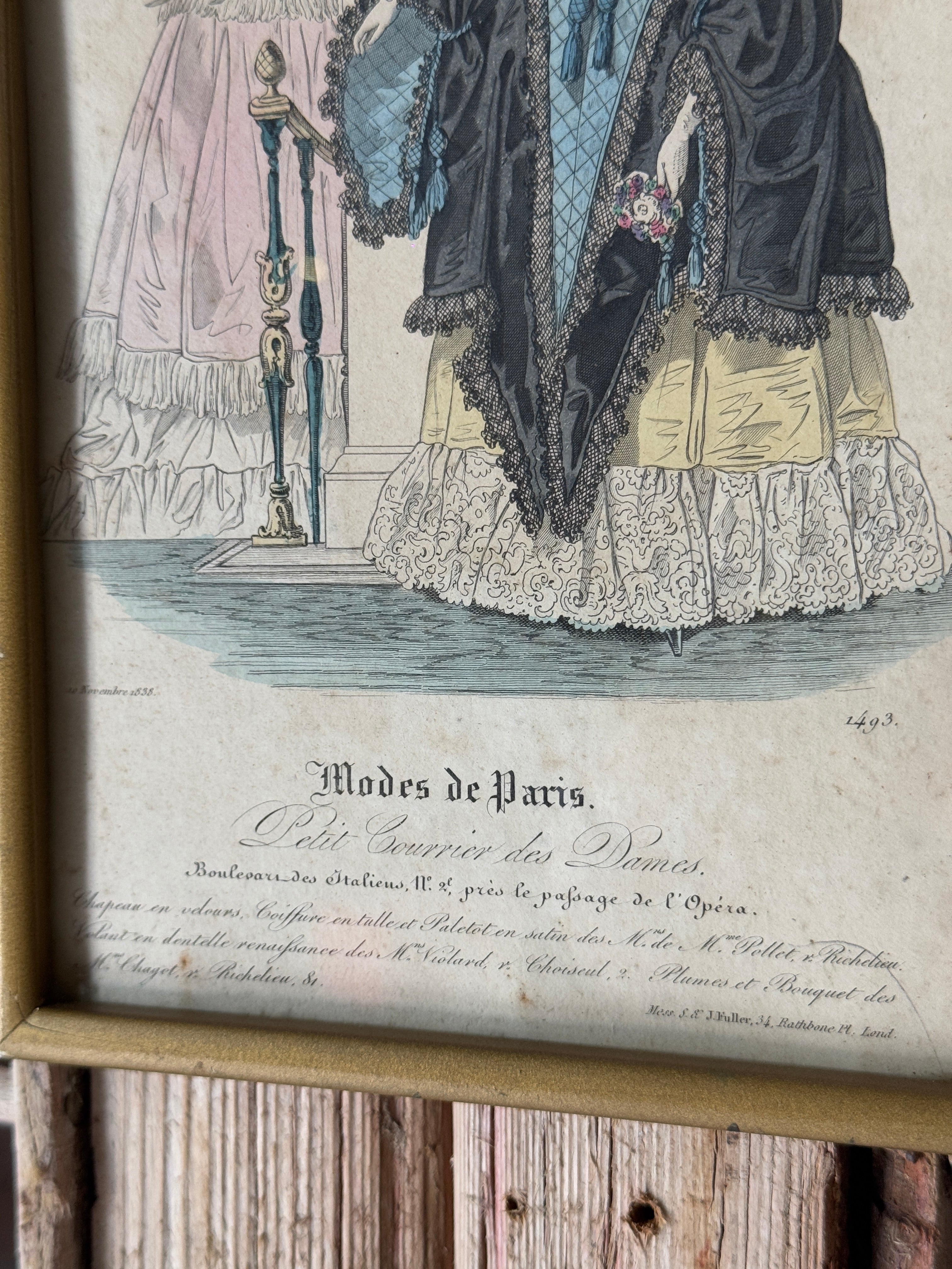 Antique Framed French Fashion Illustration