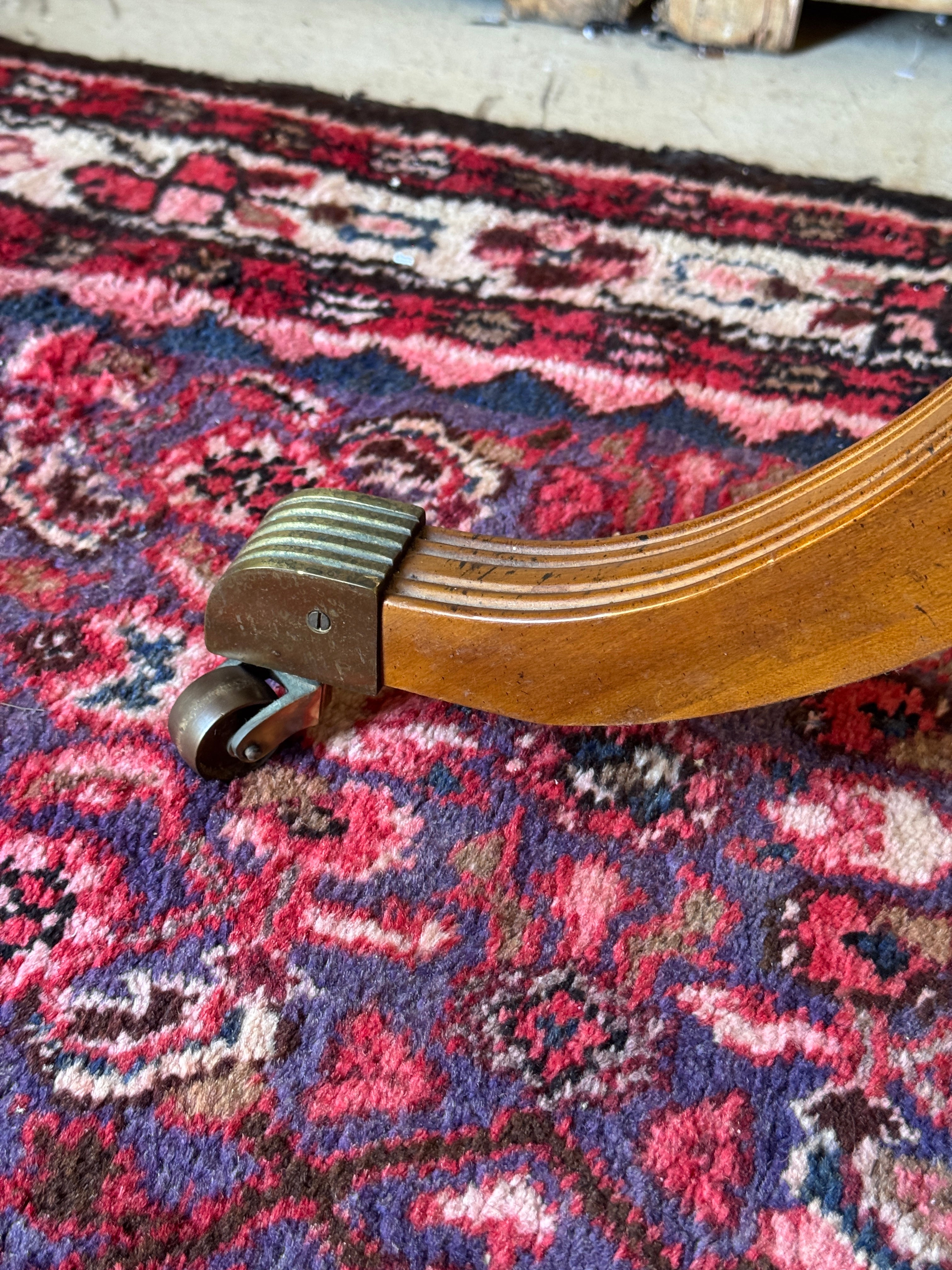 Vintage Timber Side Table on Brass Castors