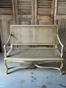 Vintage Louis XVI Style Rattan Settee