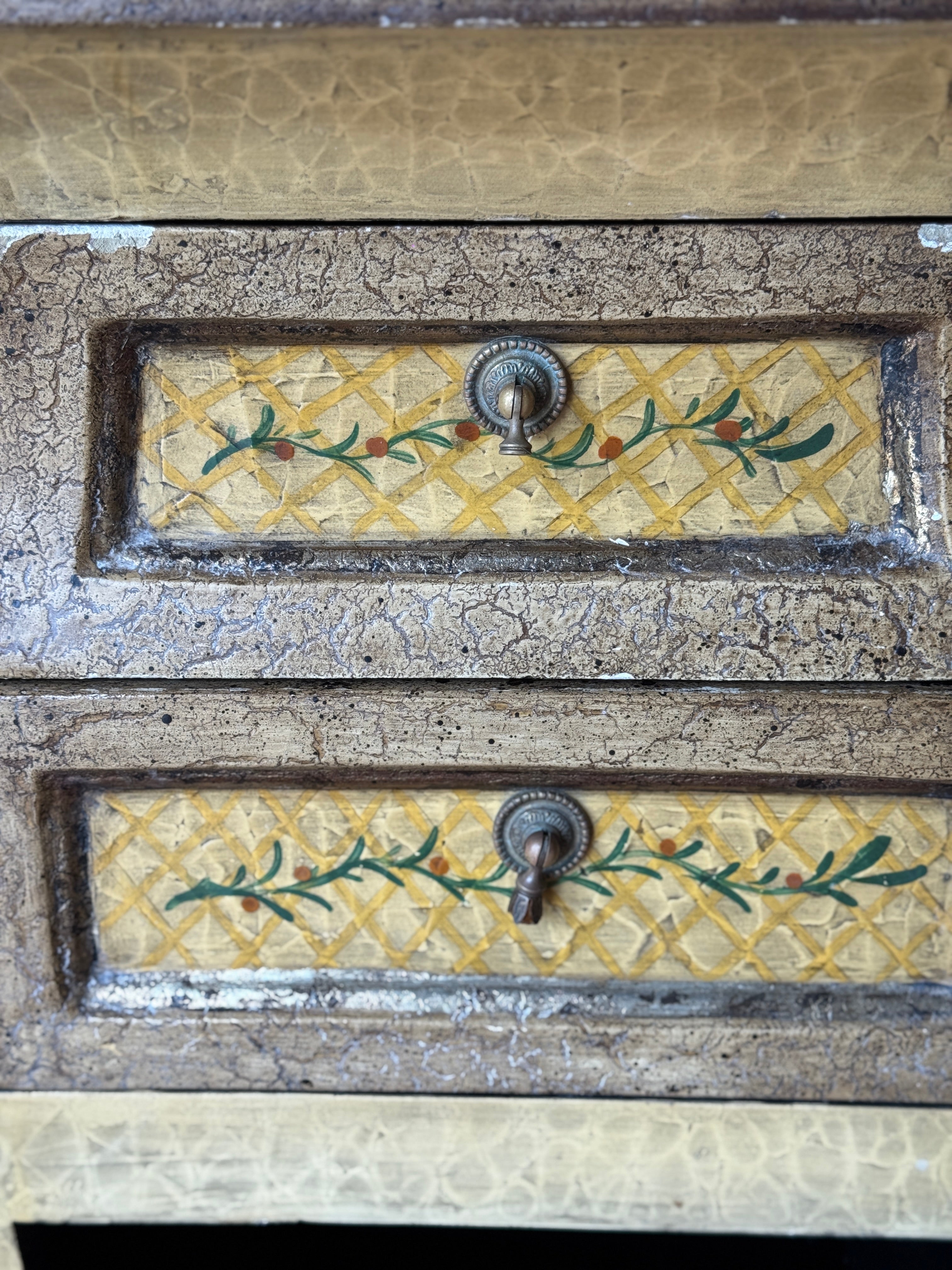 Vintage Handpainted Continental Cabinet