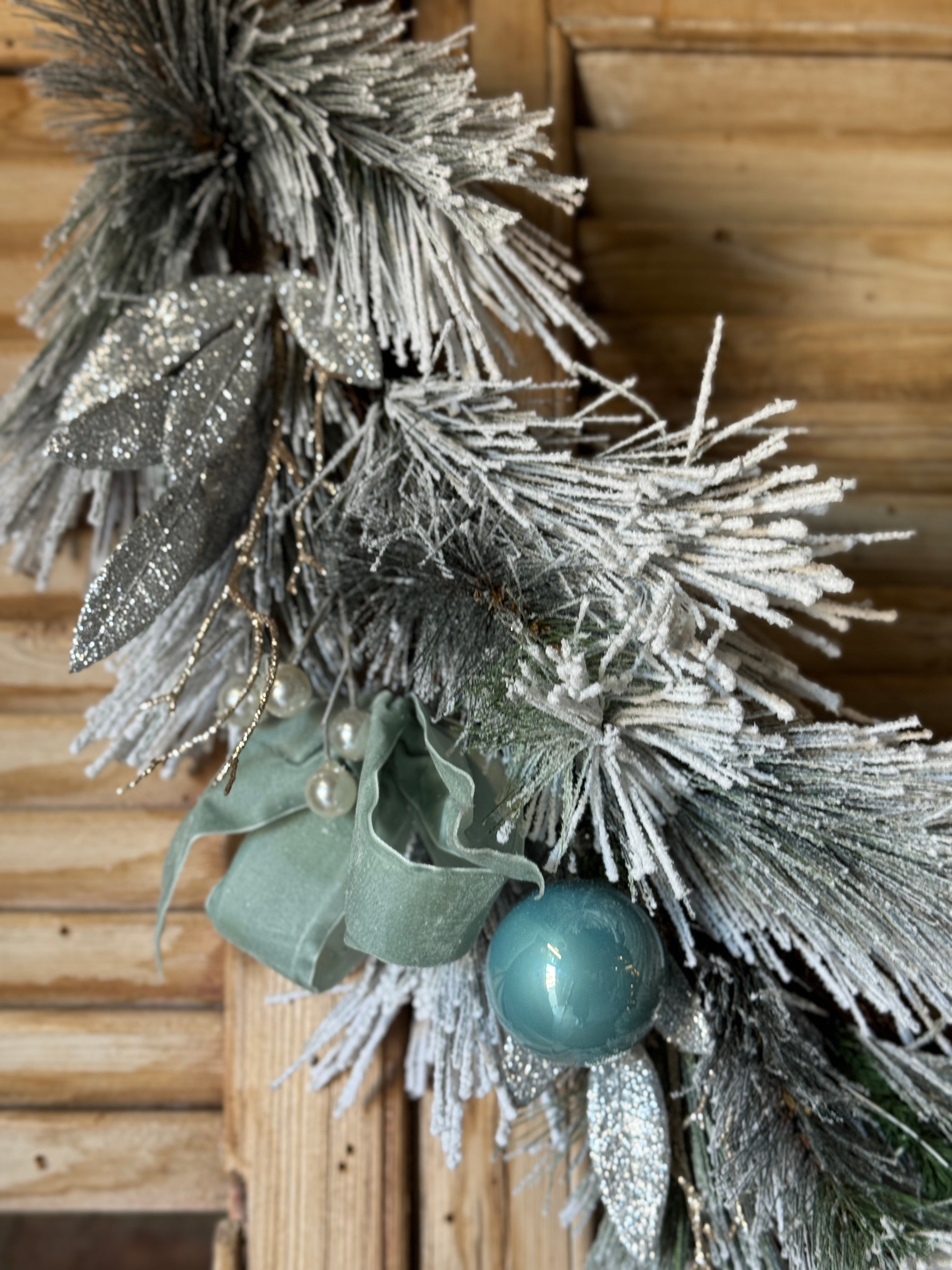 Frosted Blue Christmas Garland