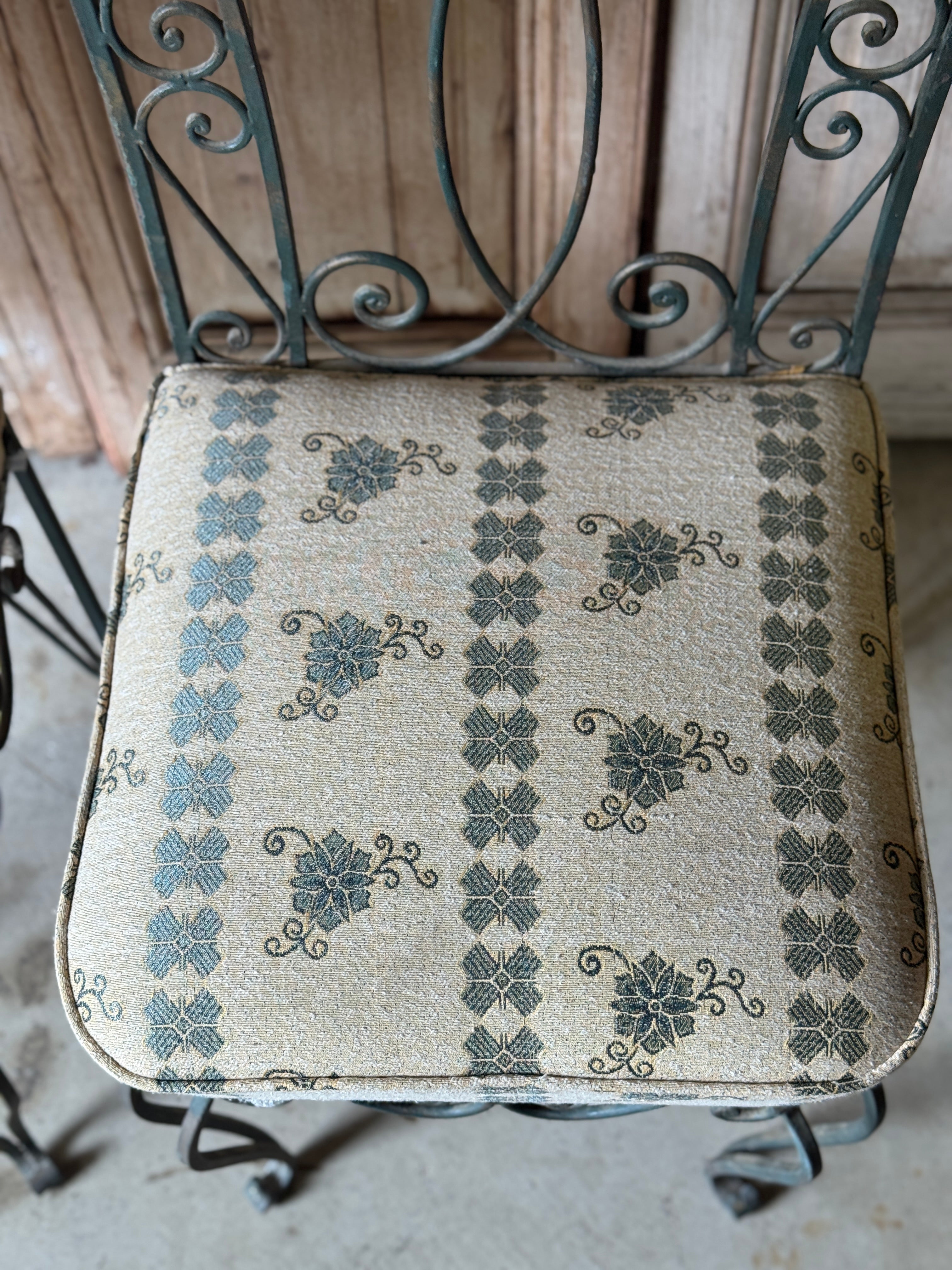 Pair of Vintage Wrought Iron Garden Chairs