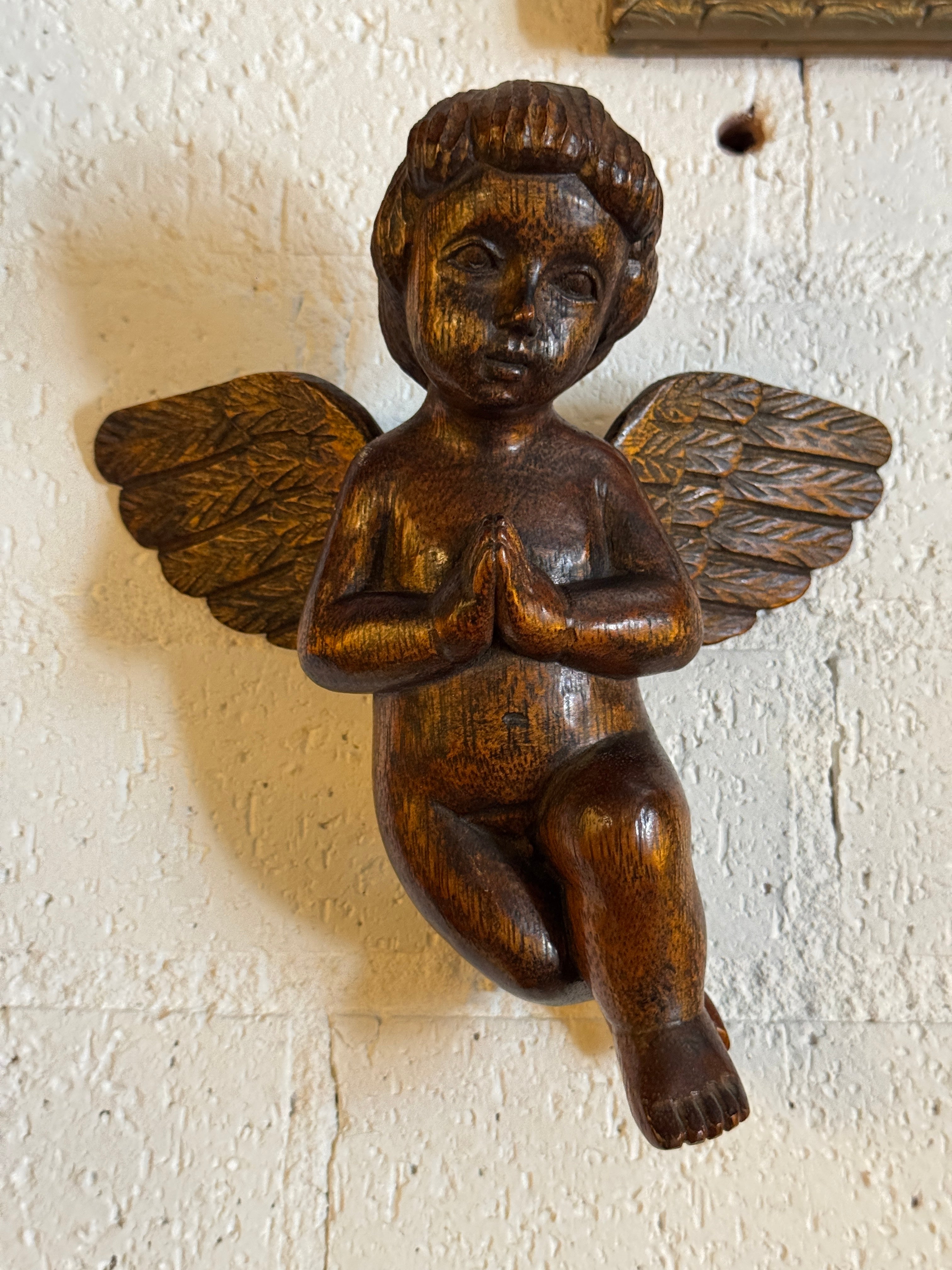 Vintage Hand-Carved Timber Cherub