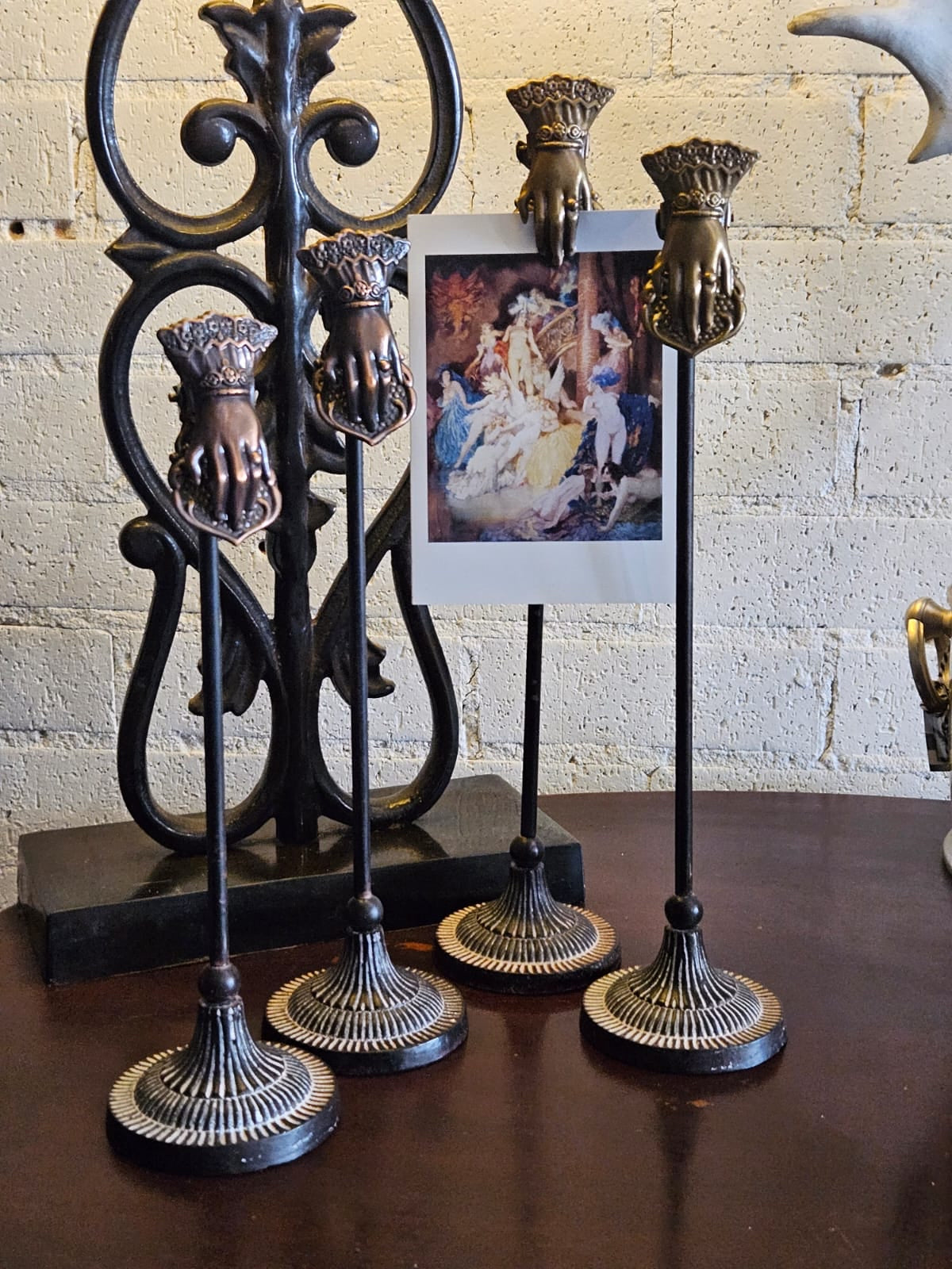 Vintage Style Brass Hand Clip Stands