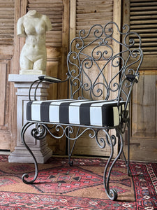 Pair of Newly Upholstered Vintage French Wrought Iron Chairs
