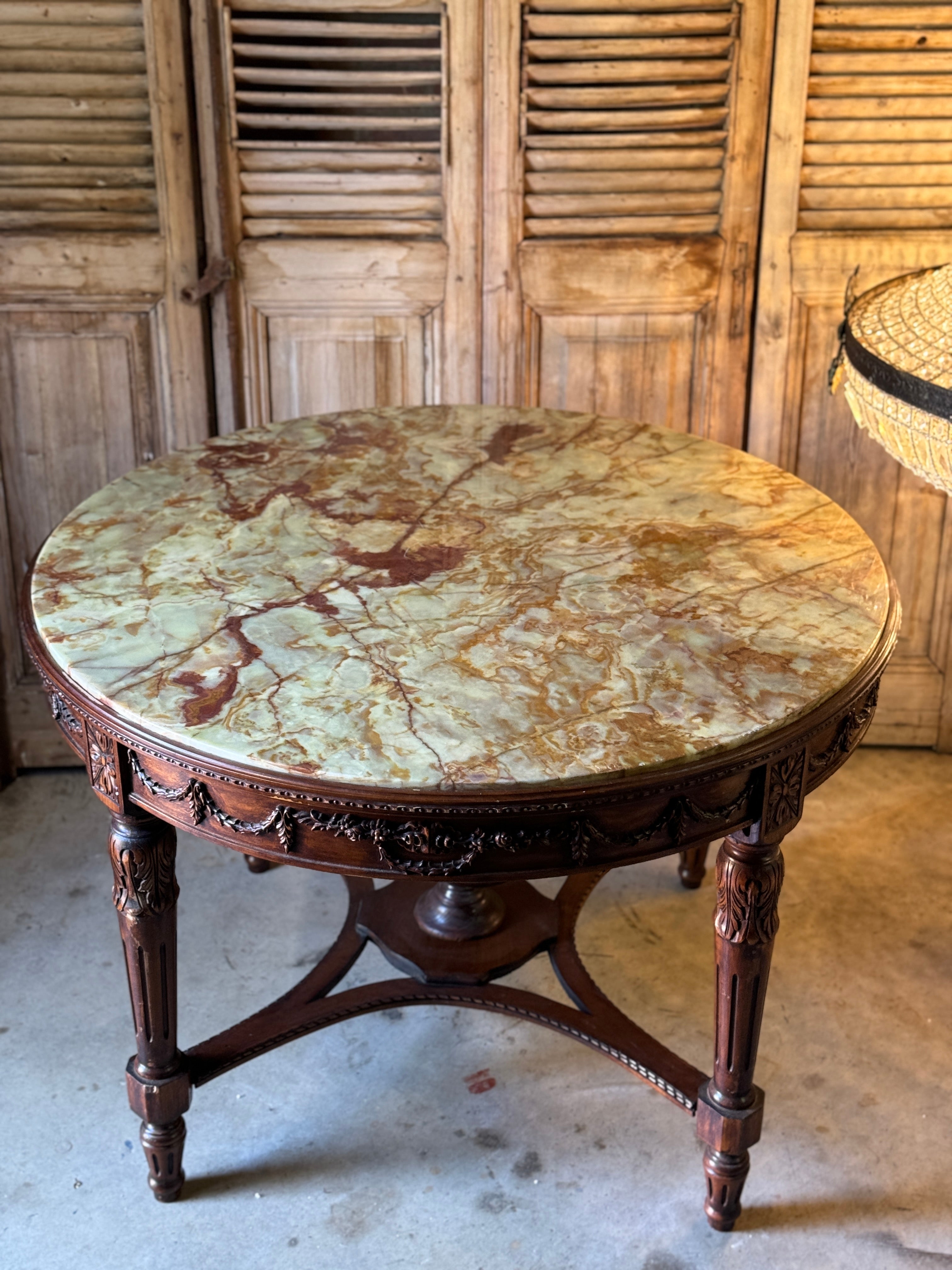 19th Century Louis XVI Onyx Foyer / Library Centre Table