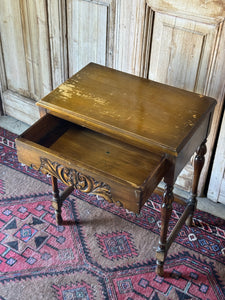 Vintage Small Oak Writing Desk / Console with Concealed Drawer