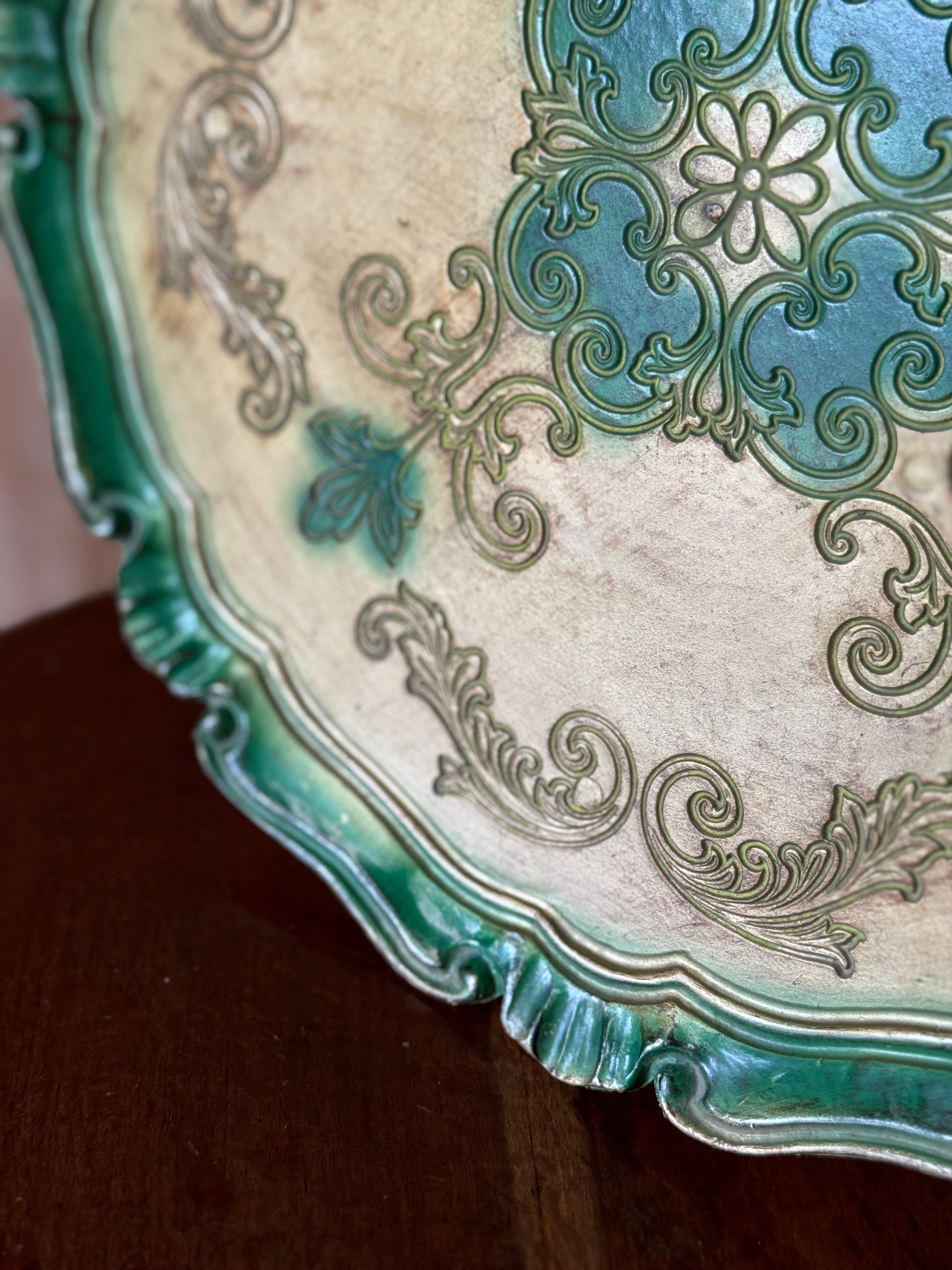 Vintage Round Florentine Style Tray