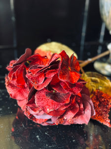 Deep Red Glitter Hydrangea