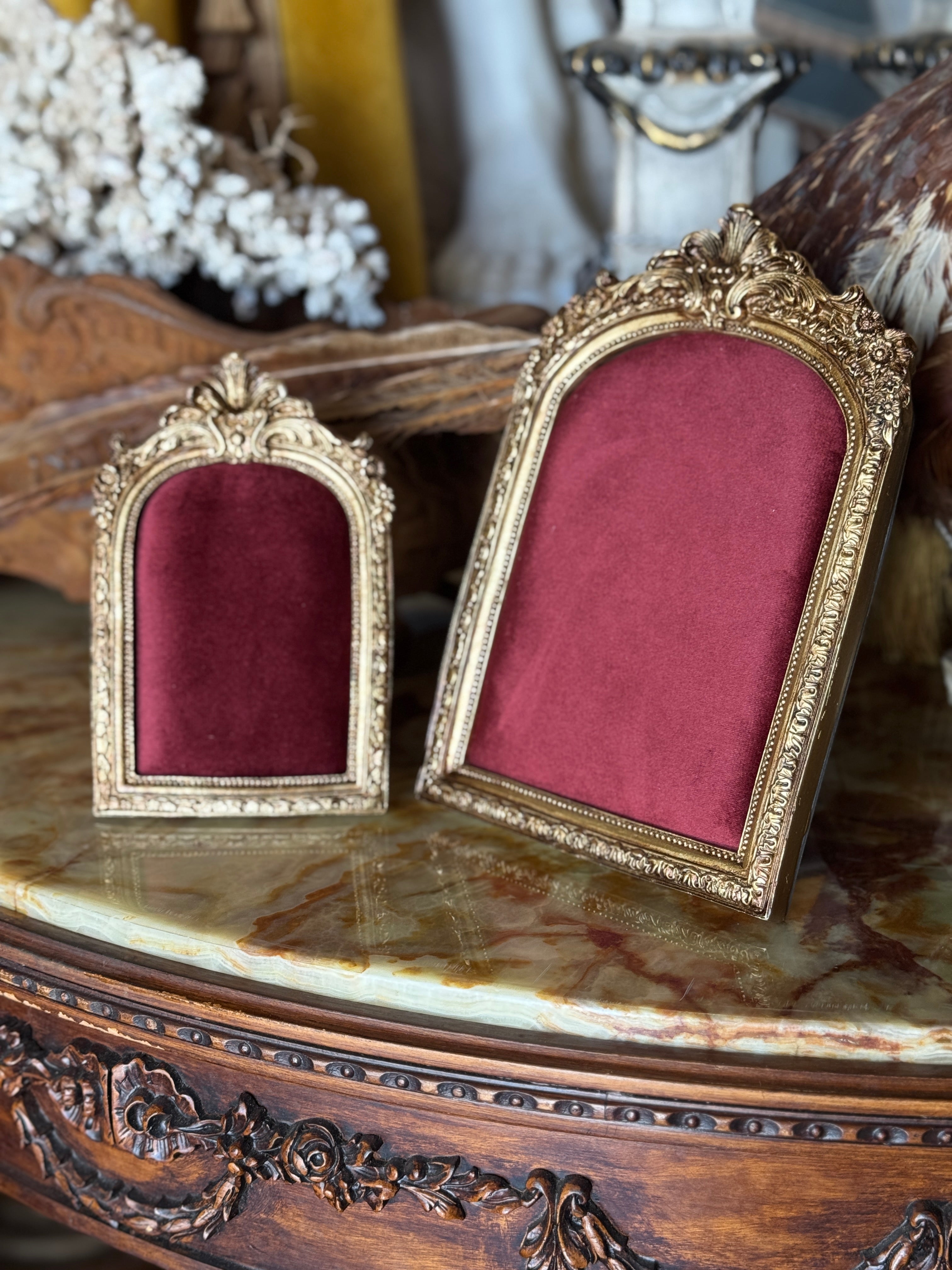 Gilt Jewellery Frame with Red Velvet