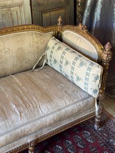 Antique French Louis XVI Style Giltwood Salon Sofa