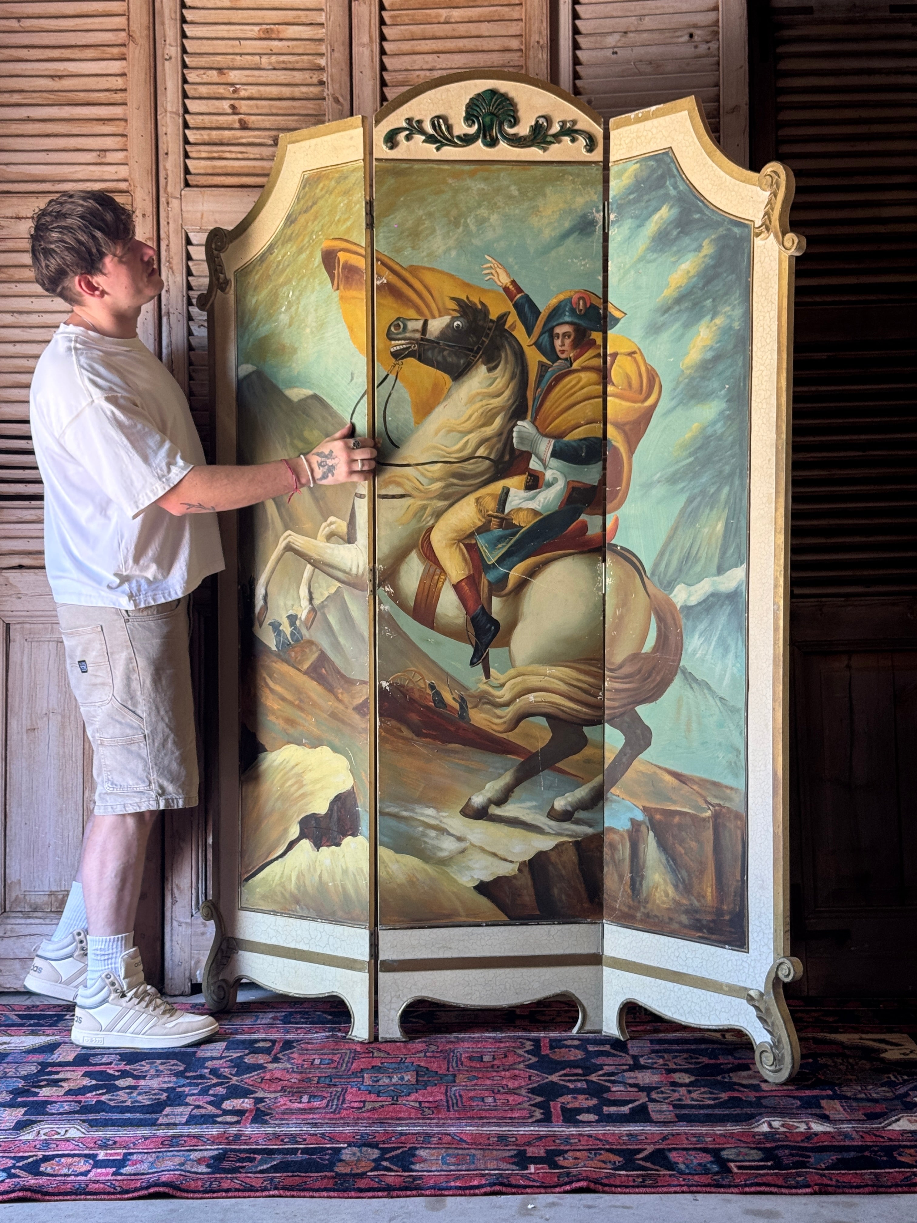 Vintage Hand Painted Napoleon Screen