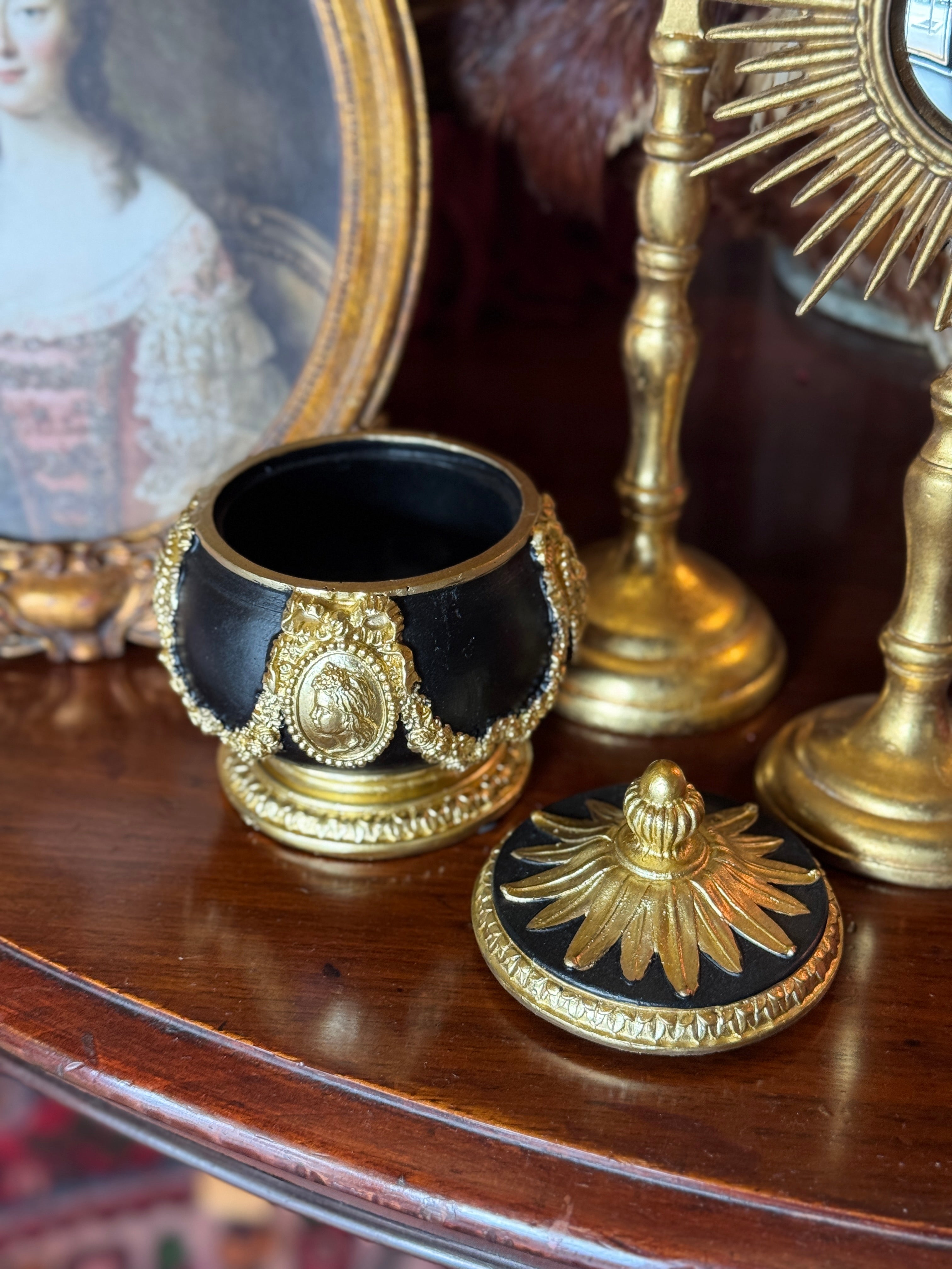 Gold & Black Cameo Trinket Box