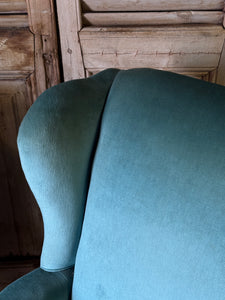 Pair of Vintage Wingback Armchairs – Blue Velvet