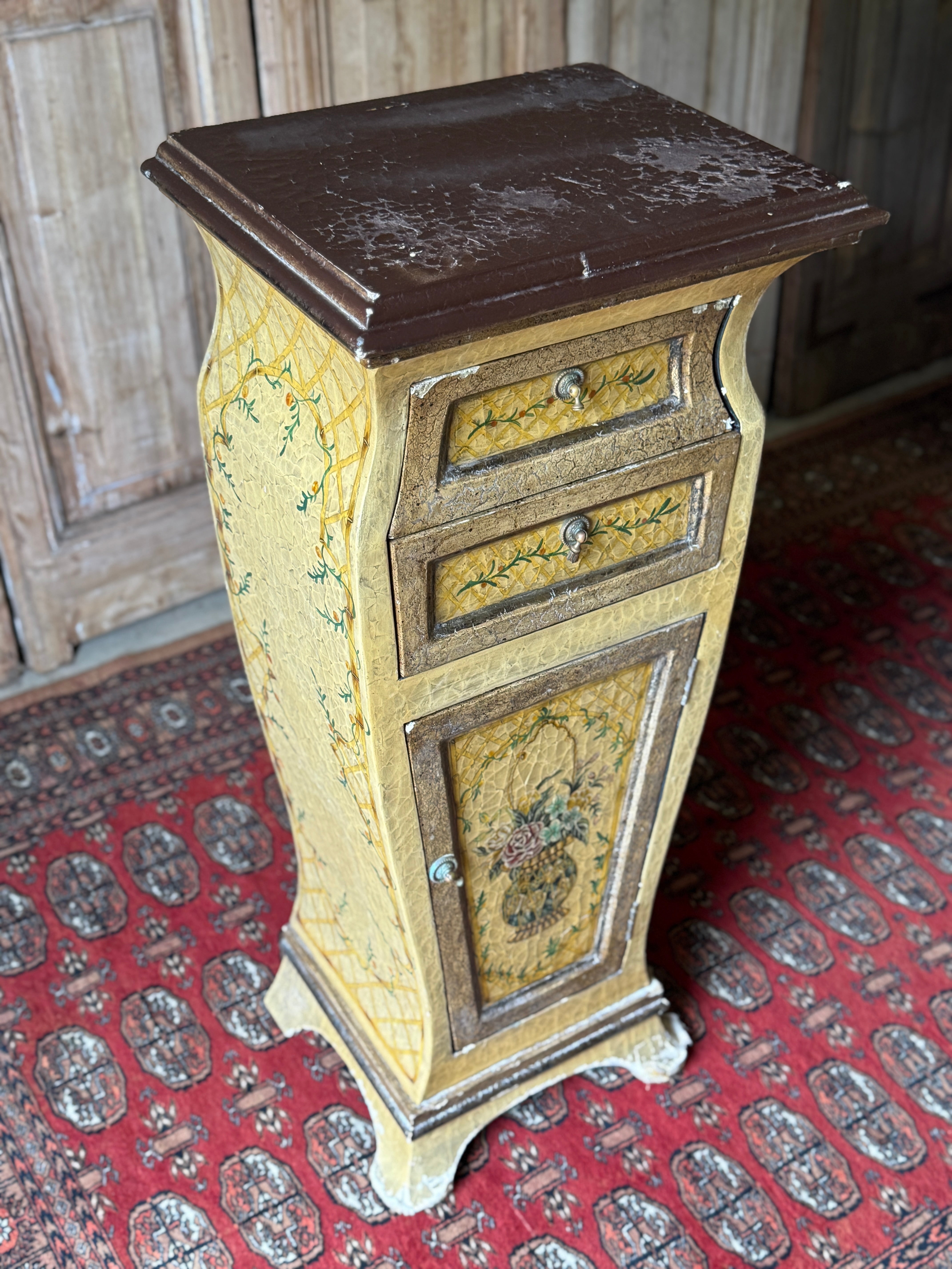 Vintage Handpainted Continental Cabinet