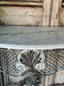 Vintage French Wrought Iron & Marble Console Table