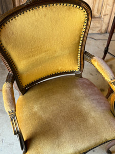 Pair of Vintage French Oak Armchairs