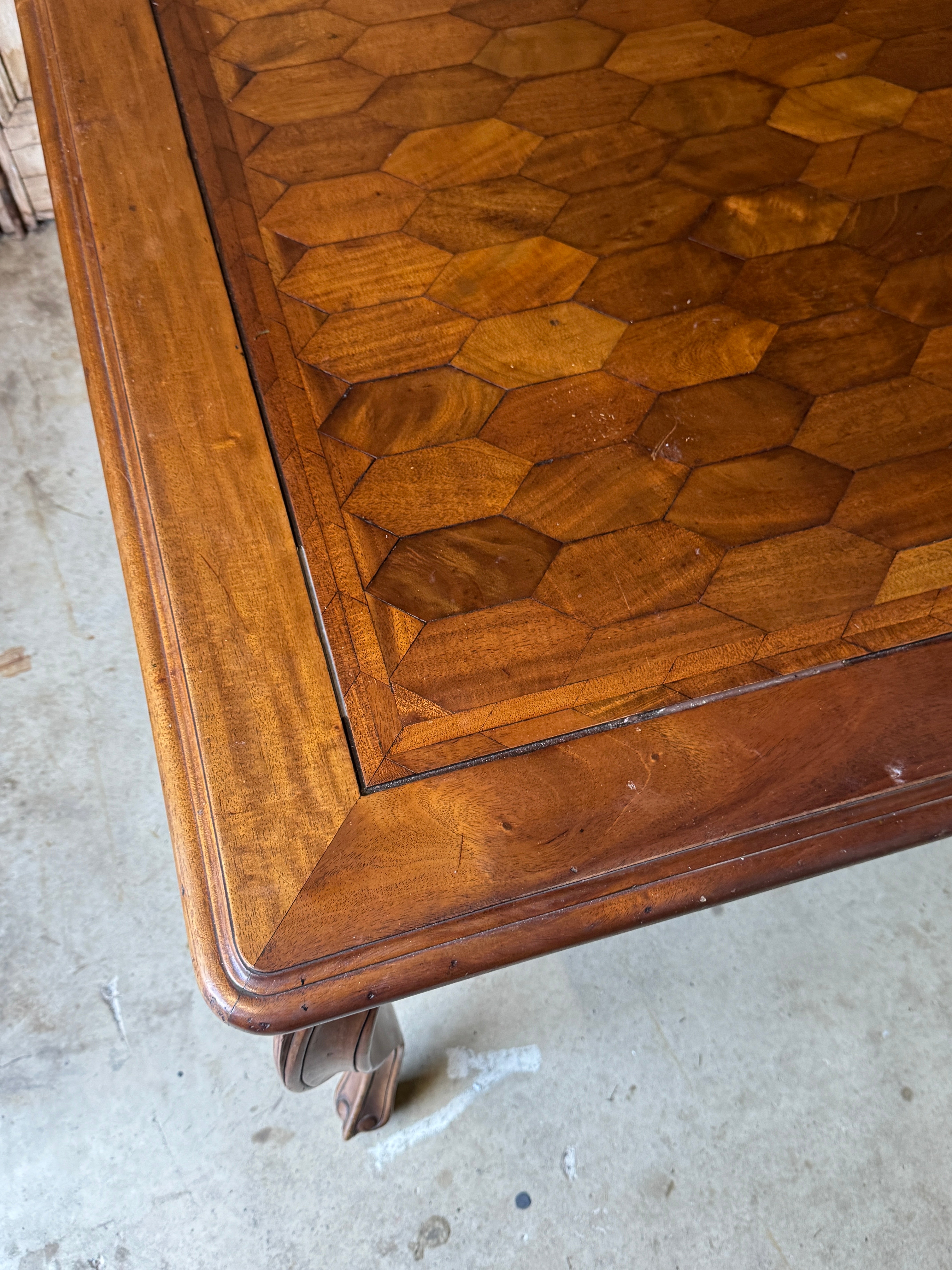 Vintage Louis XVI Style Parquetry Extension Table