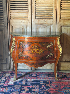 Vintage French Louis XV-Style Bombe Commode with Marble Top