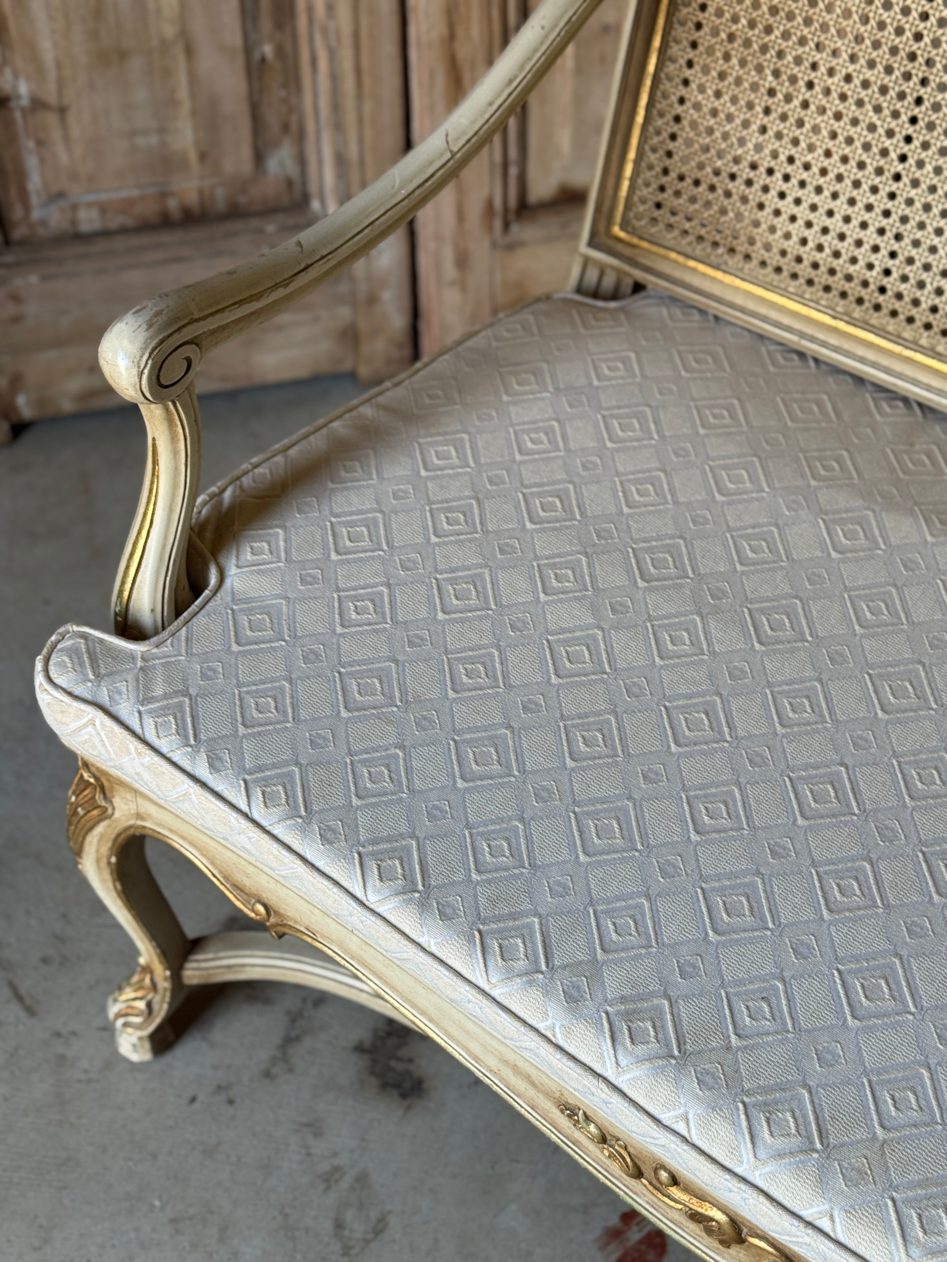 Vintage Louis XVI Style Rattan Settee