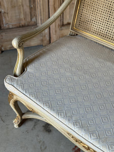 Vintage Louis XVI Style Rattan Settee