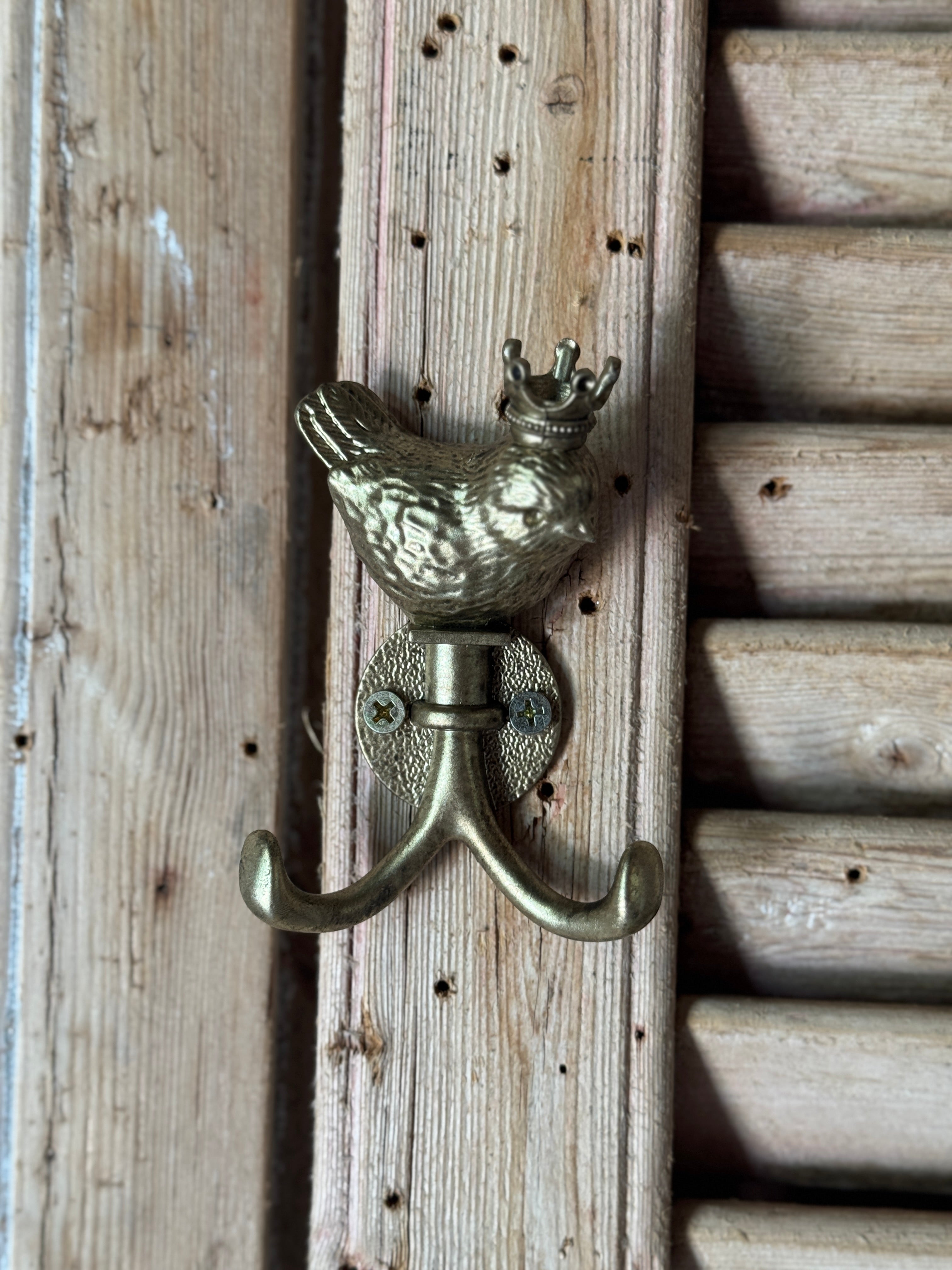 Crowned Bird Wall Hook – Antique Gold Finish