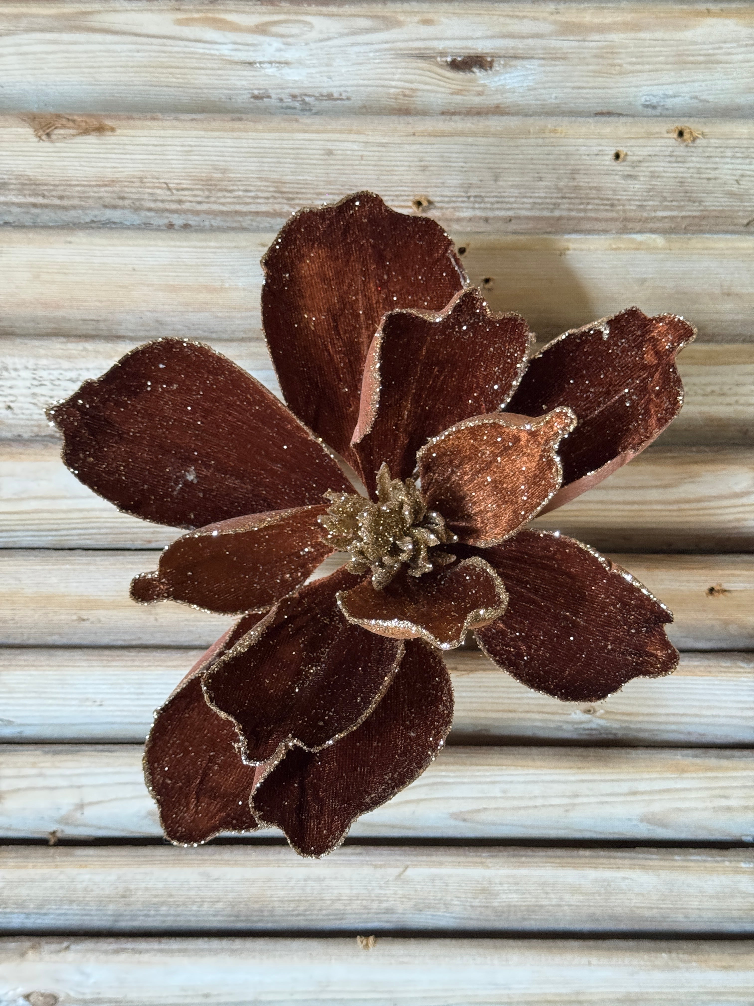 Glittered Clip On Magnolia Flowers – 3 Colours