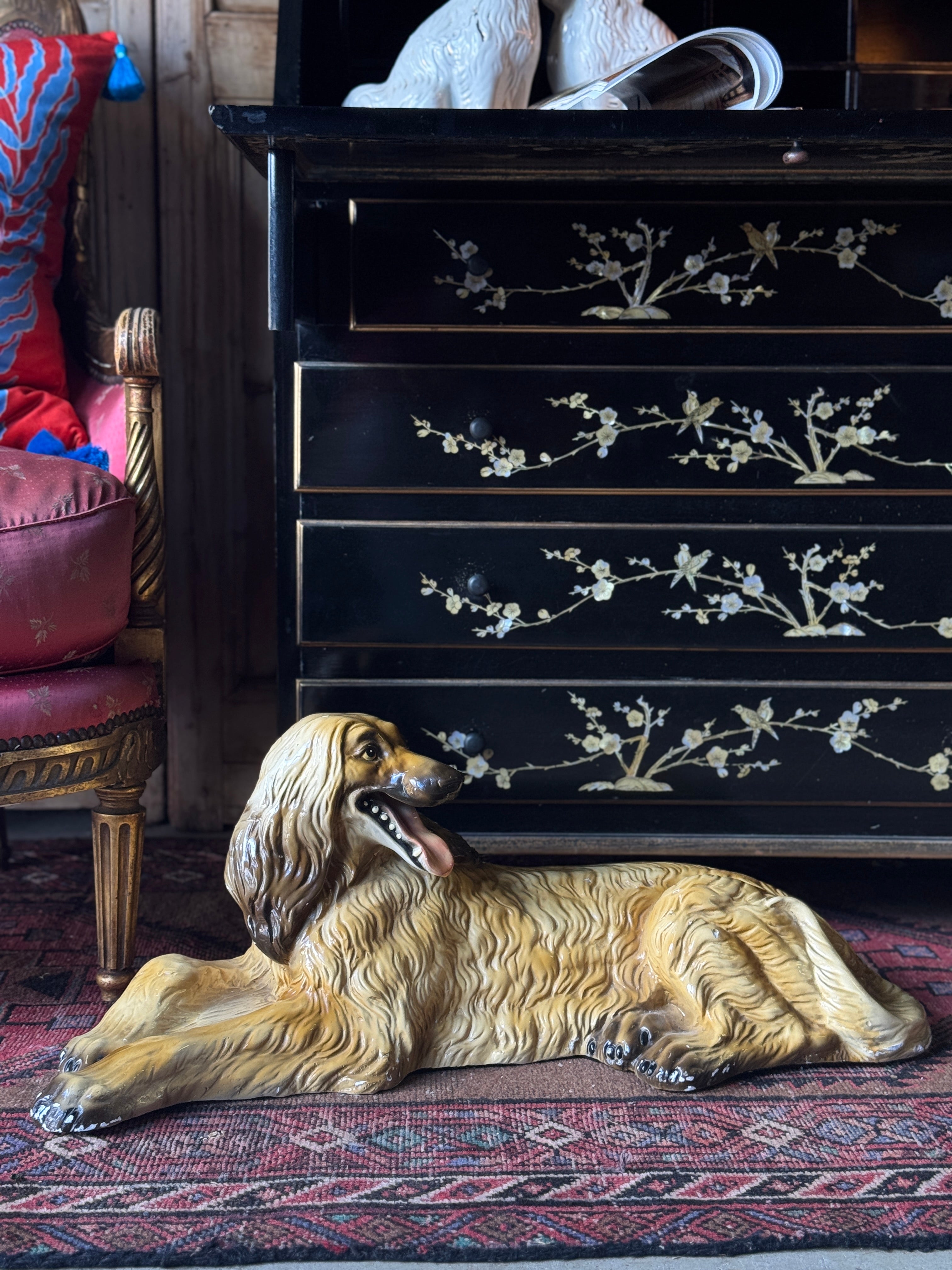 Large Vintage Afghan Hound Ceramic Statue