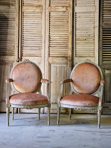 1940s French Bergere Armchairs Louis XV