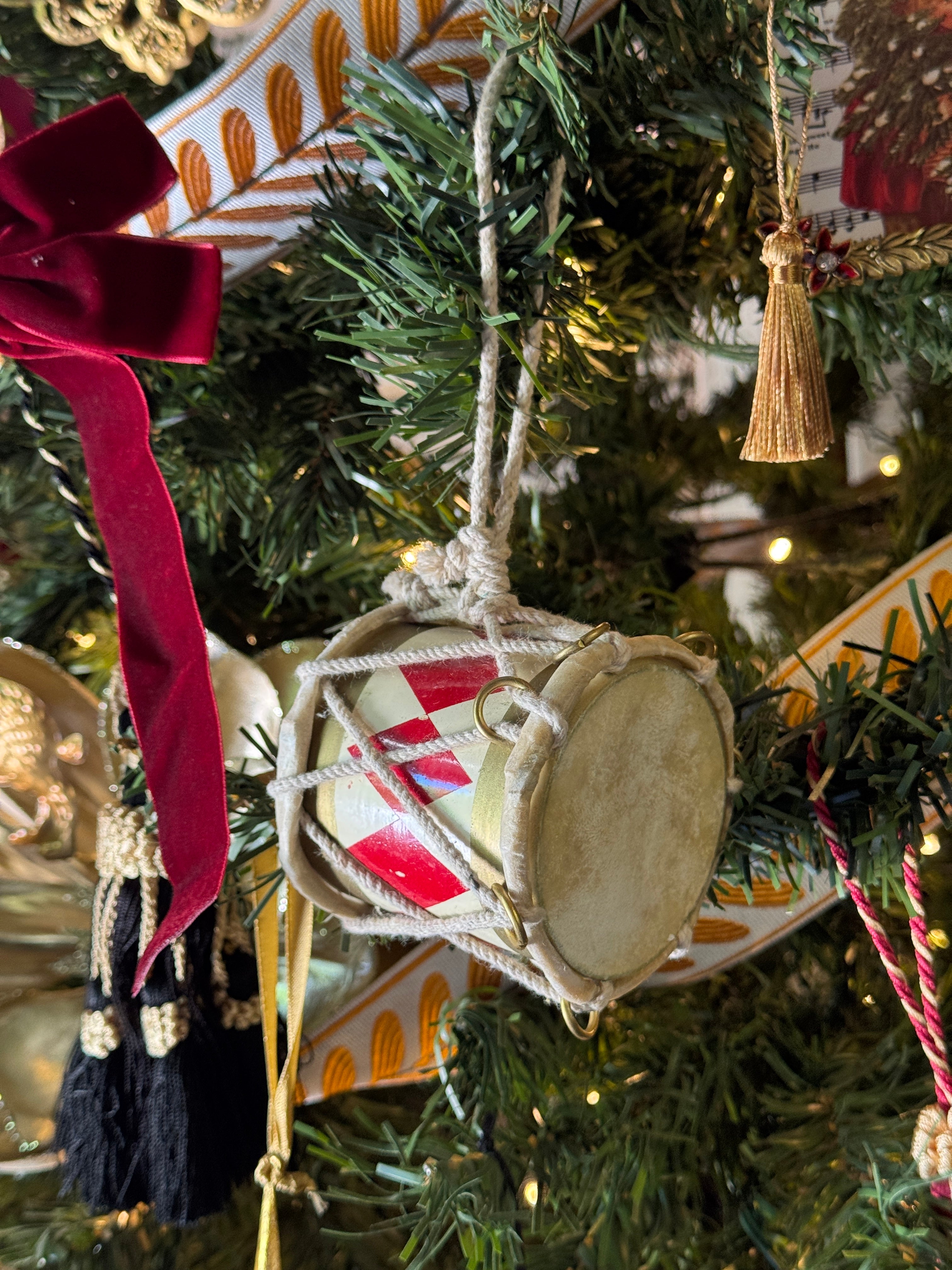 Mini Hanging Drums Christmas Ornament