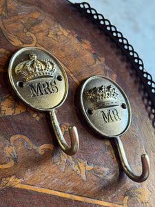 Cast Metal “Mr & Mrs” Wall Hooks