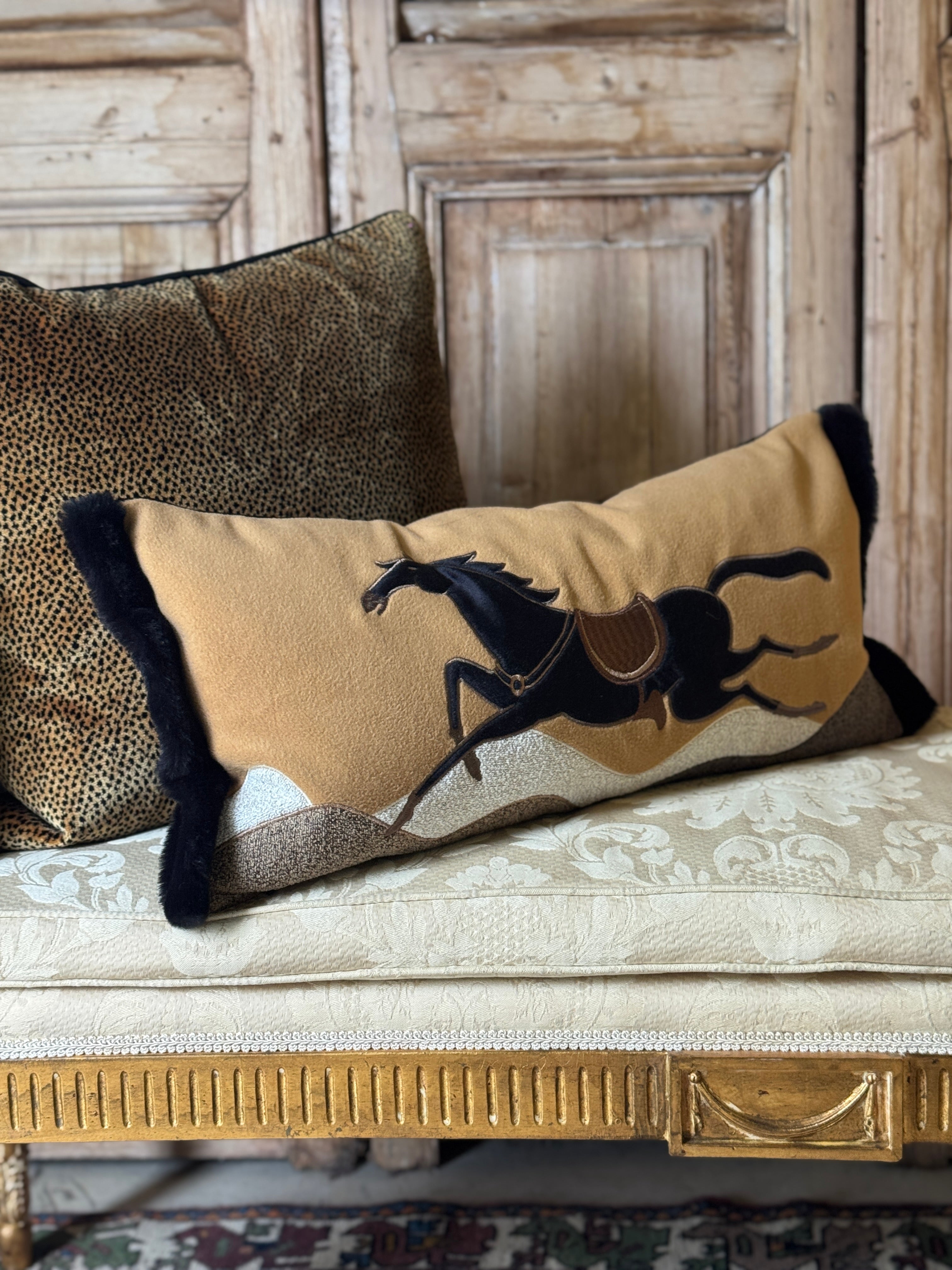 Equestrian Velvet Cushion