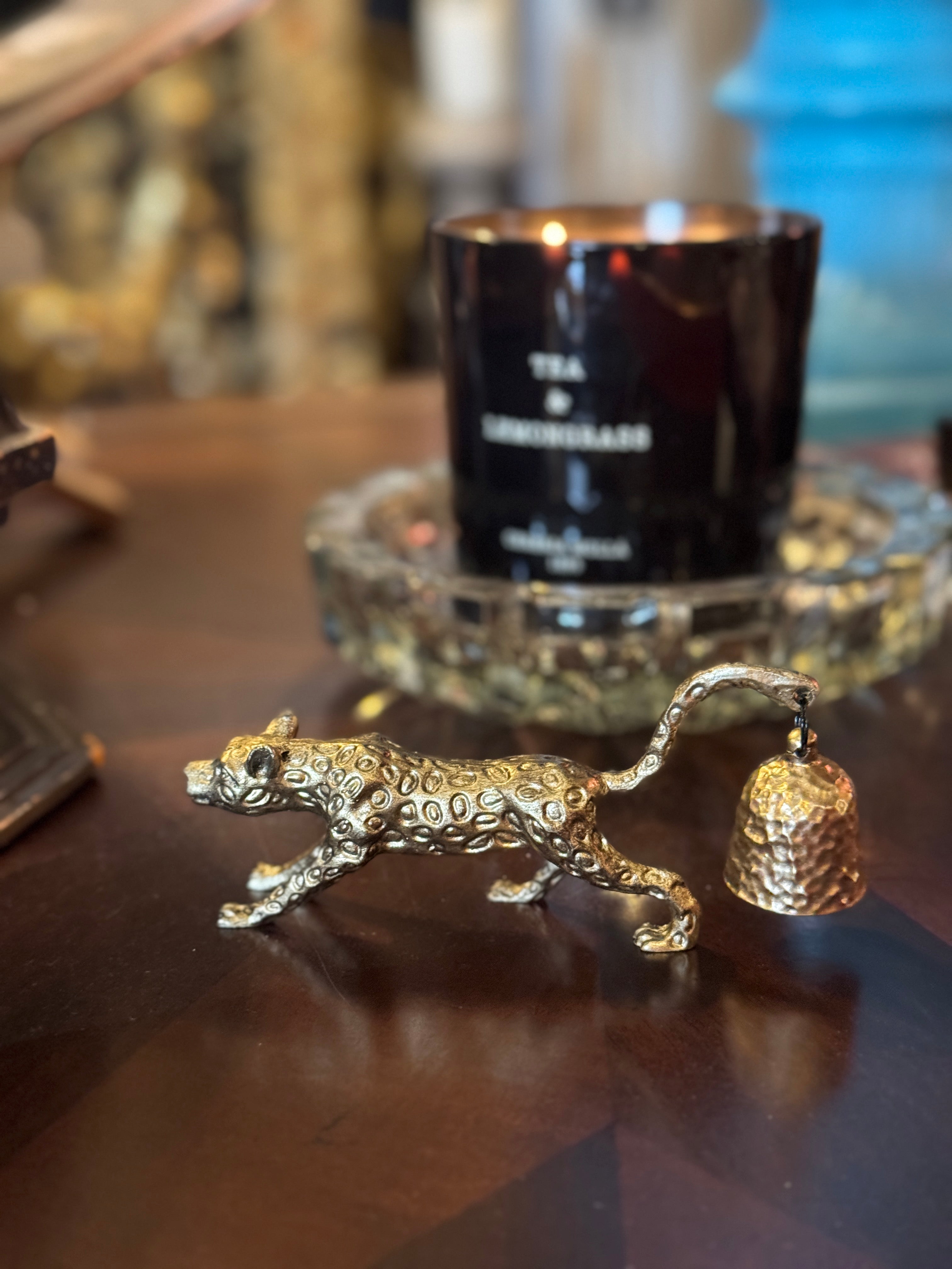 Gilt Metal Leopard Candle Snuffer