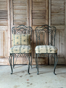 Pair of Vintage Wrought Iron Garden Chairs