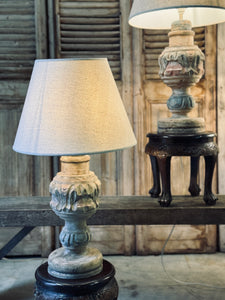 Pair of Carved Finial Lamps