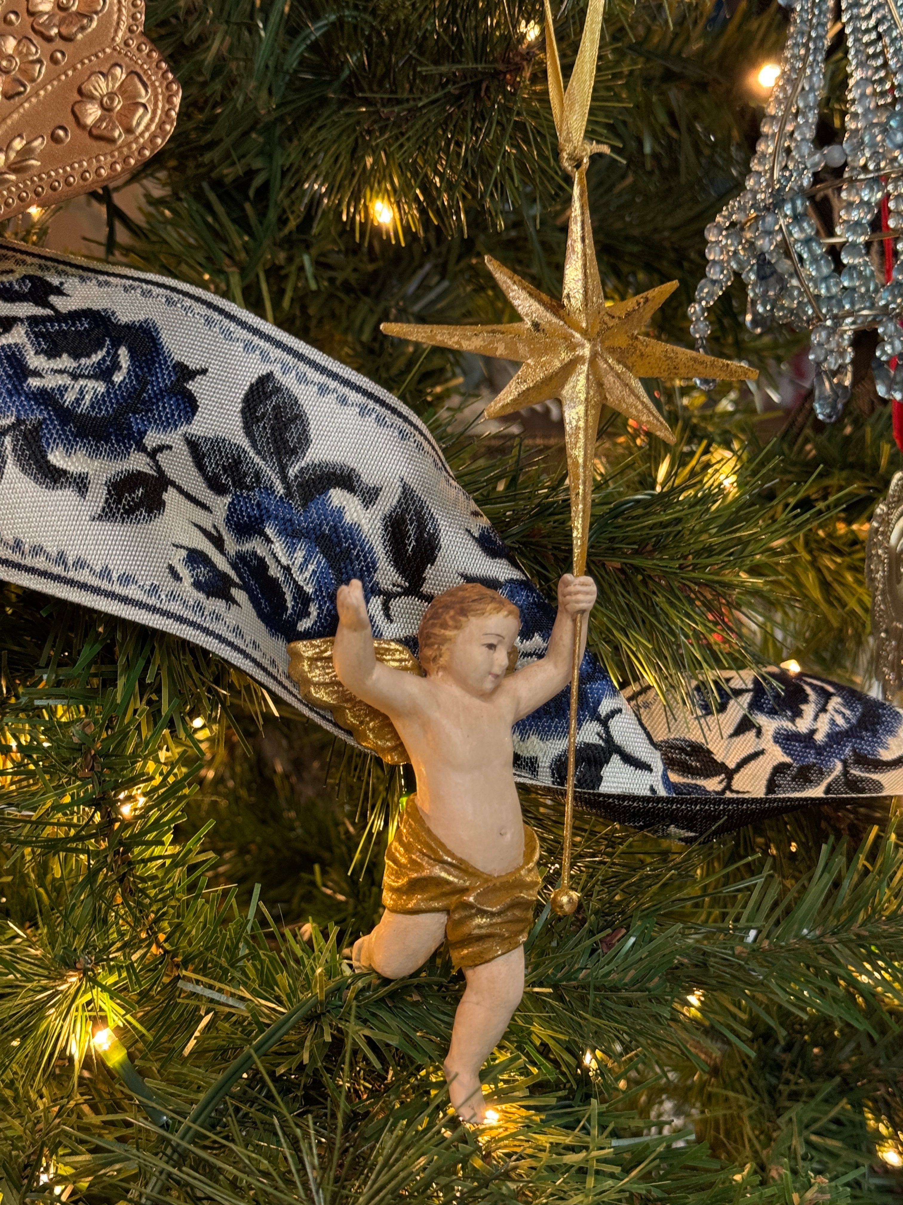 Handmade Winged Cherub Christmas Ornament