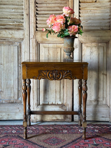Vintage Small Oak Writing Desk / Console with Concealed Drawer
