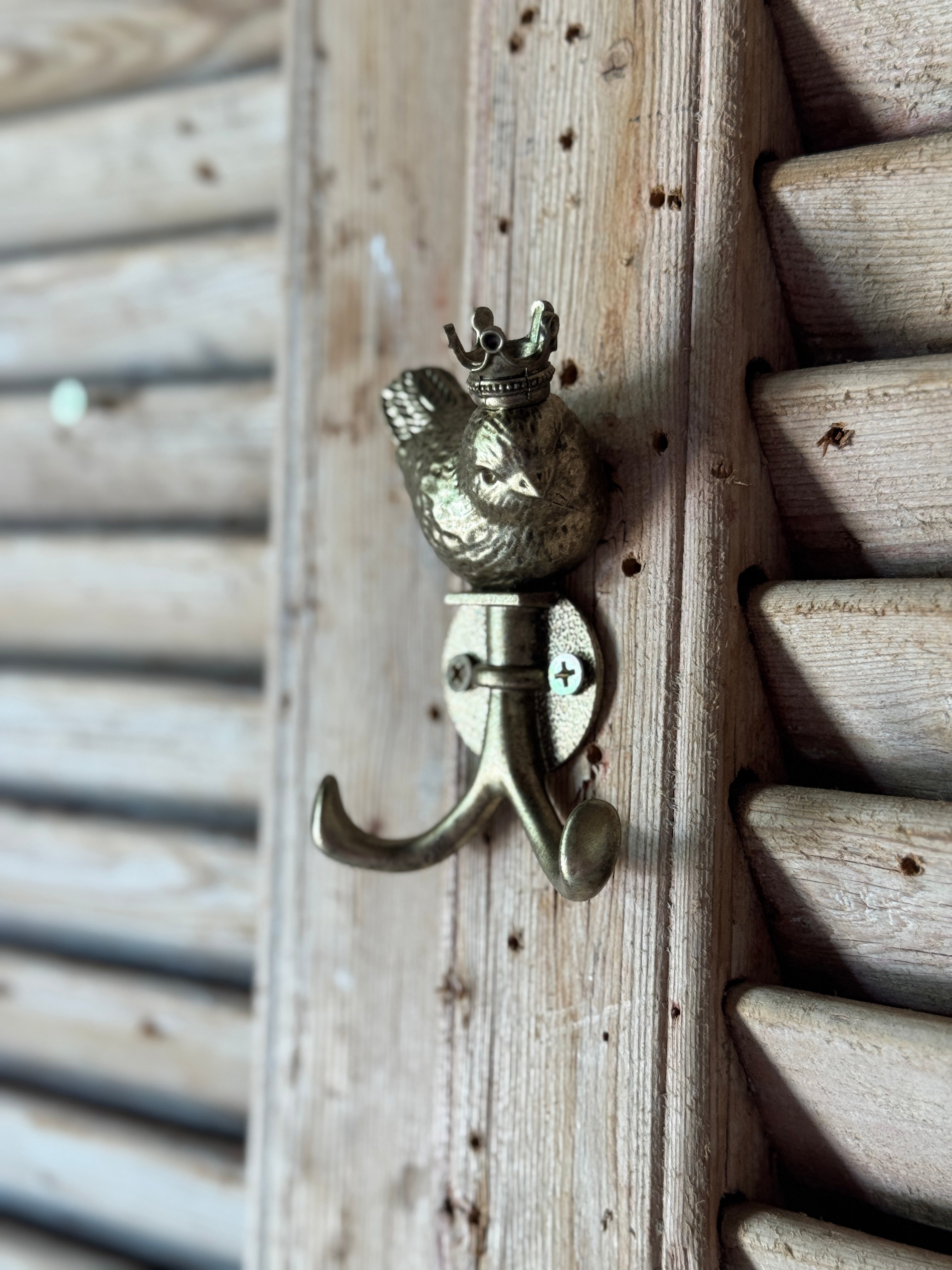Crowned Bird Wall Hook – Antique Gold Finish