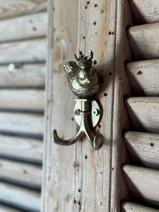 Crowned Bird Wall Hook – Antique Gold Finish