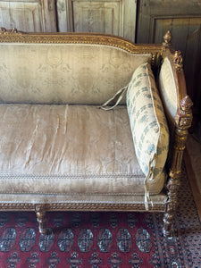 Antique French Louis XVI Style Giltwood Salon Sofa