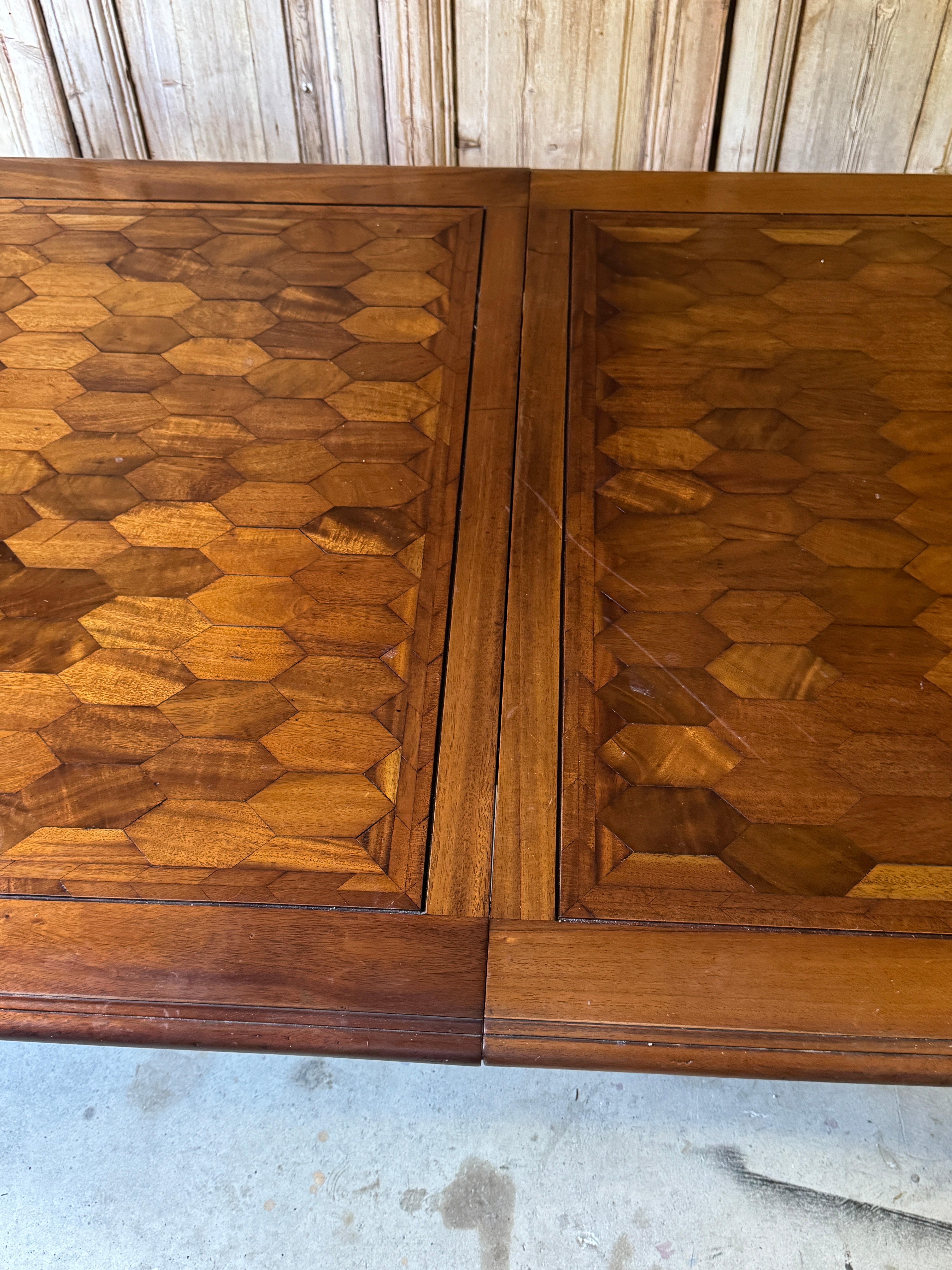 Vintage Louis XVI Style Parquetry Extension Table