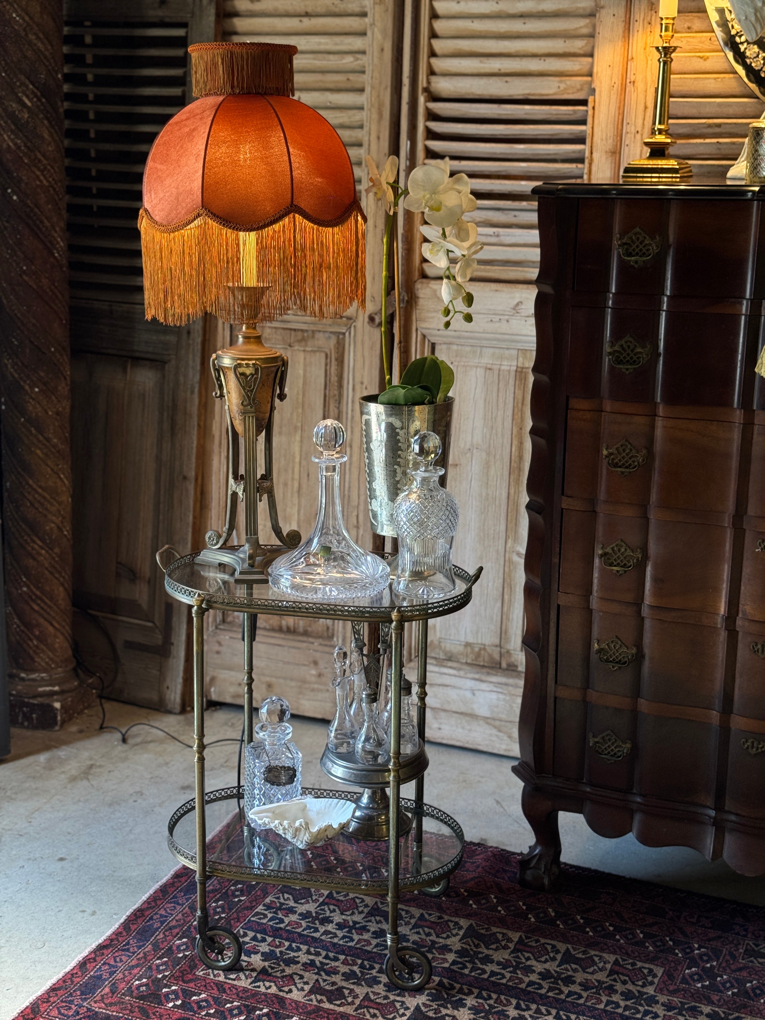 Vintage Bar Cart on Brass Castors