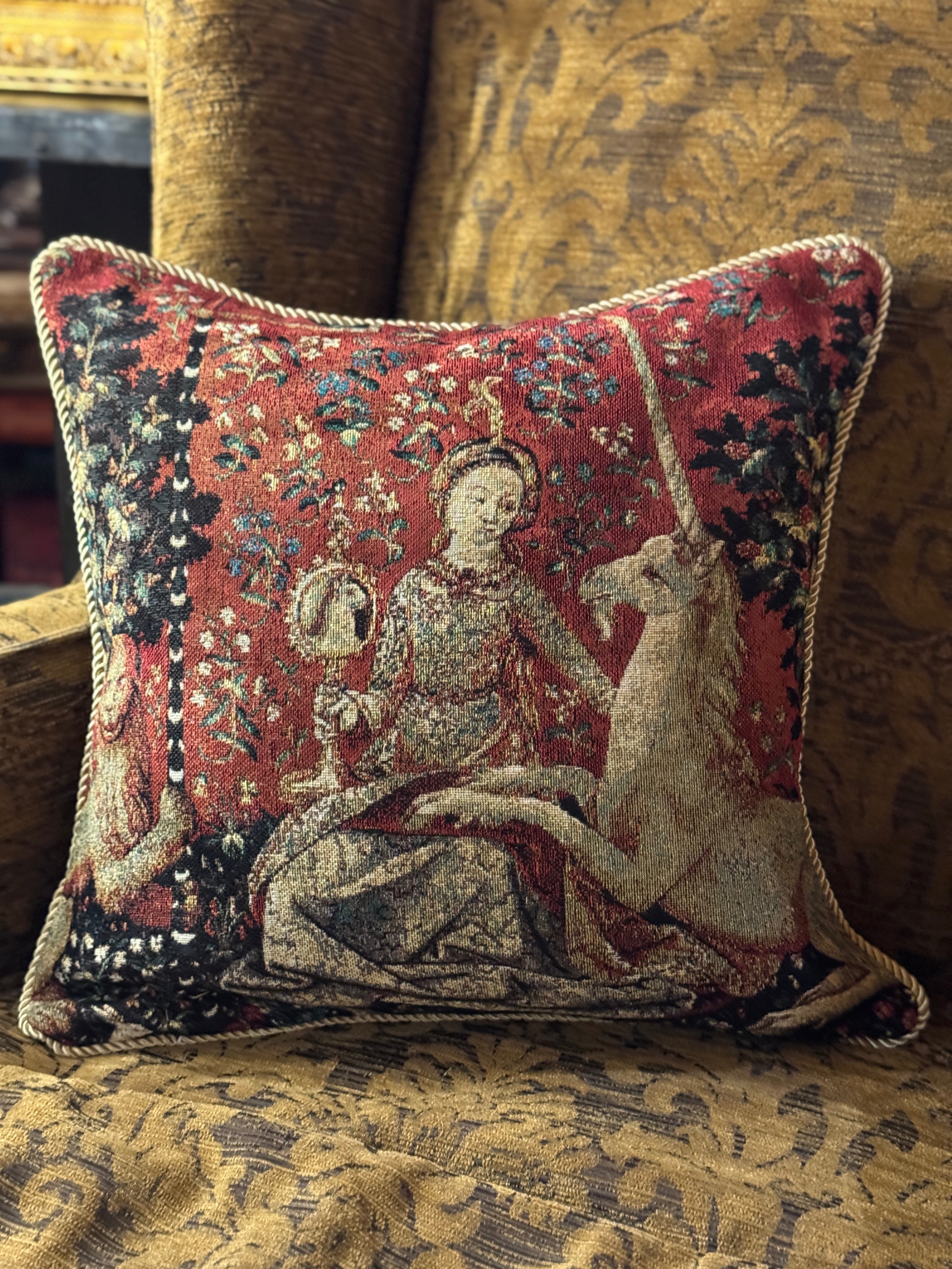 Lady & The Unicorn Square Tapestry Cushion