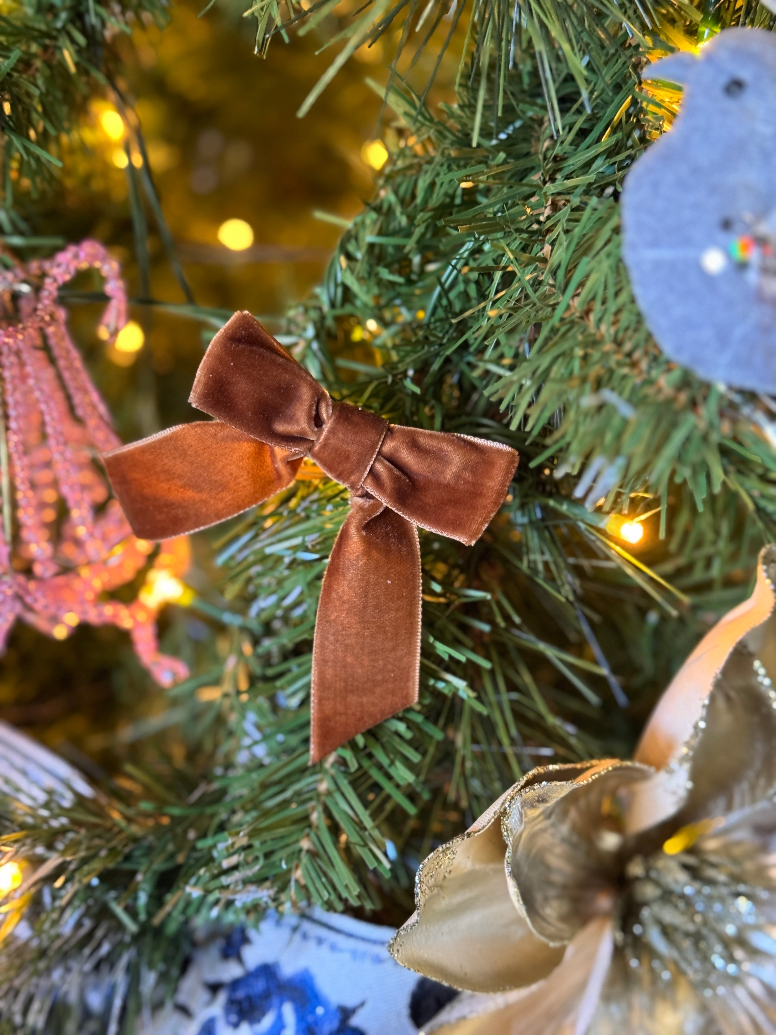 Velvet Ribbon Bow – Brown